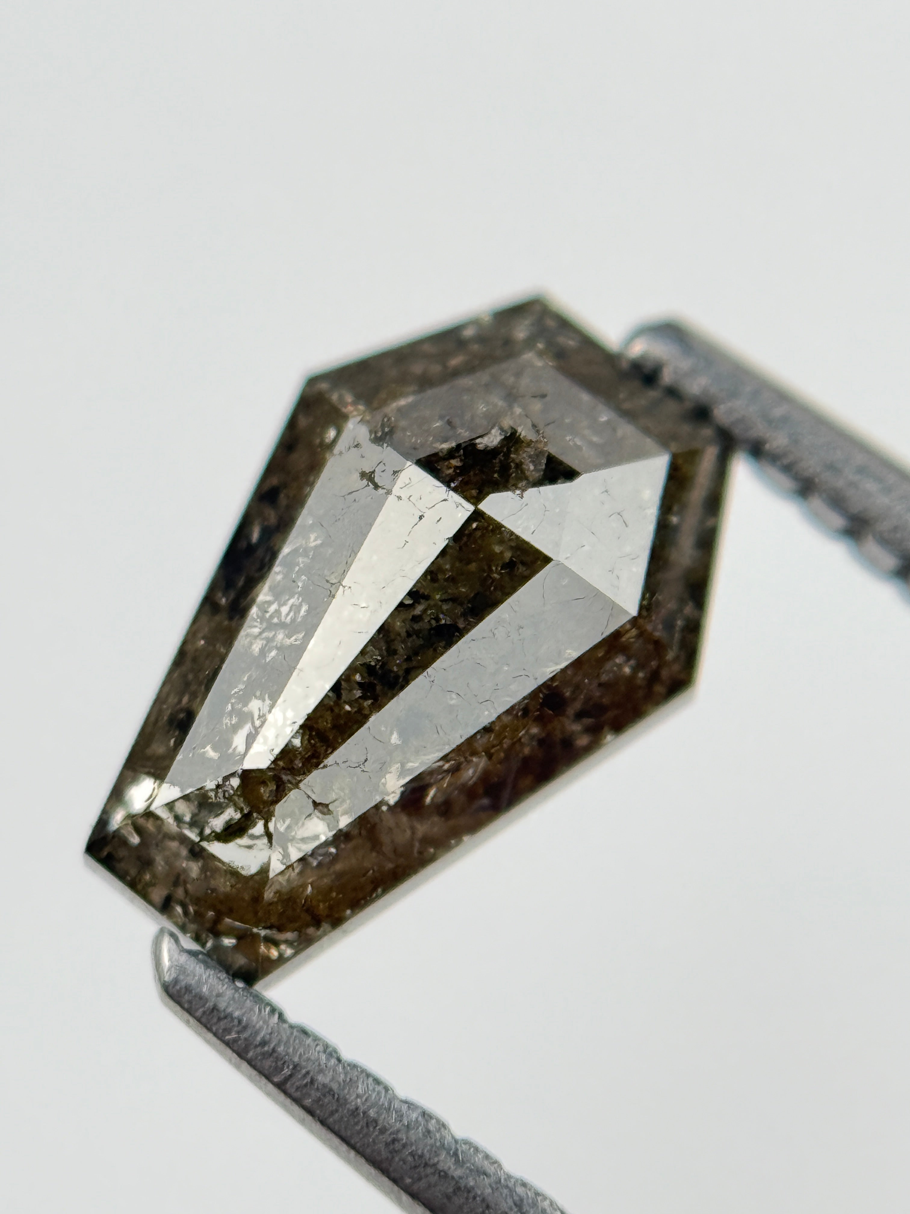 1.49 Ct Coffin Rose Cut Brown Natural Salt and Pepper Diamond
