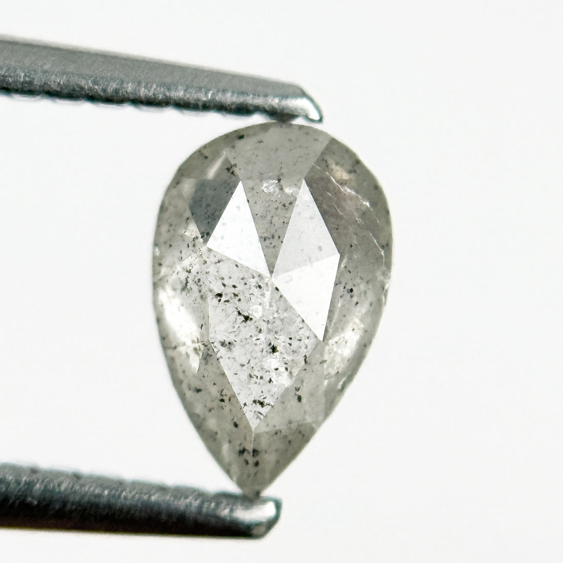 0.64 Ct Pear Rose Cut White Natural Salt and Pepper Diamond