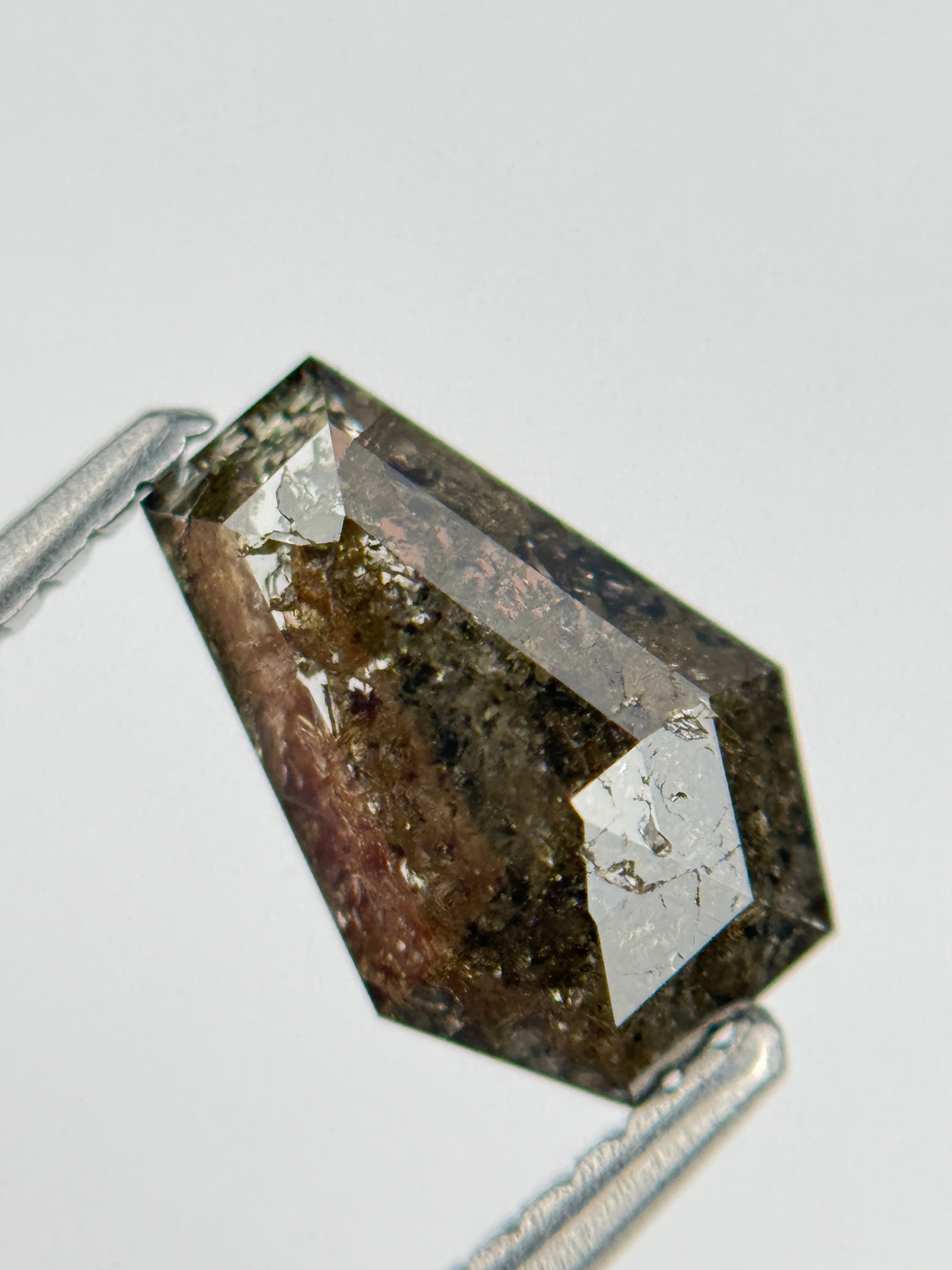 1.49 Ct Coffin Rose Cut Brown Natural Salt and Pepper Diamond