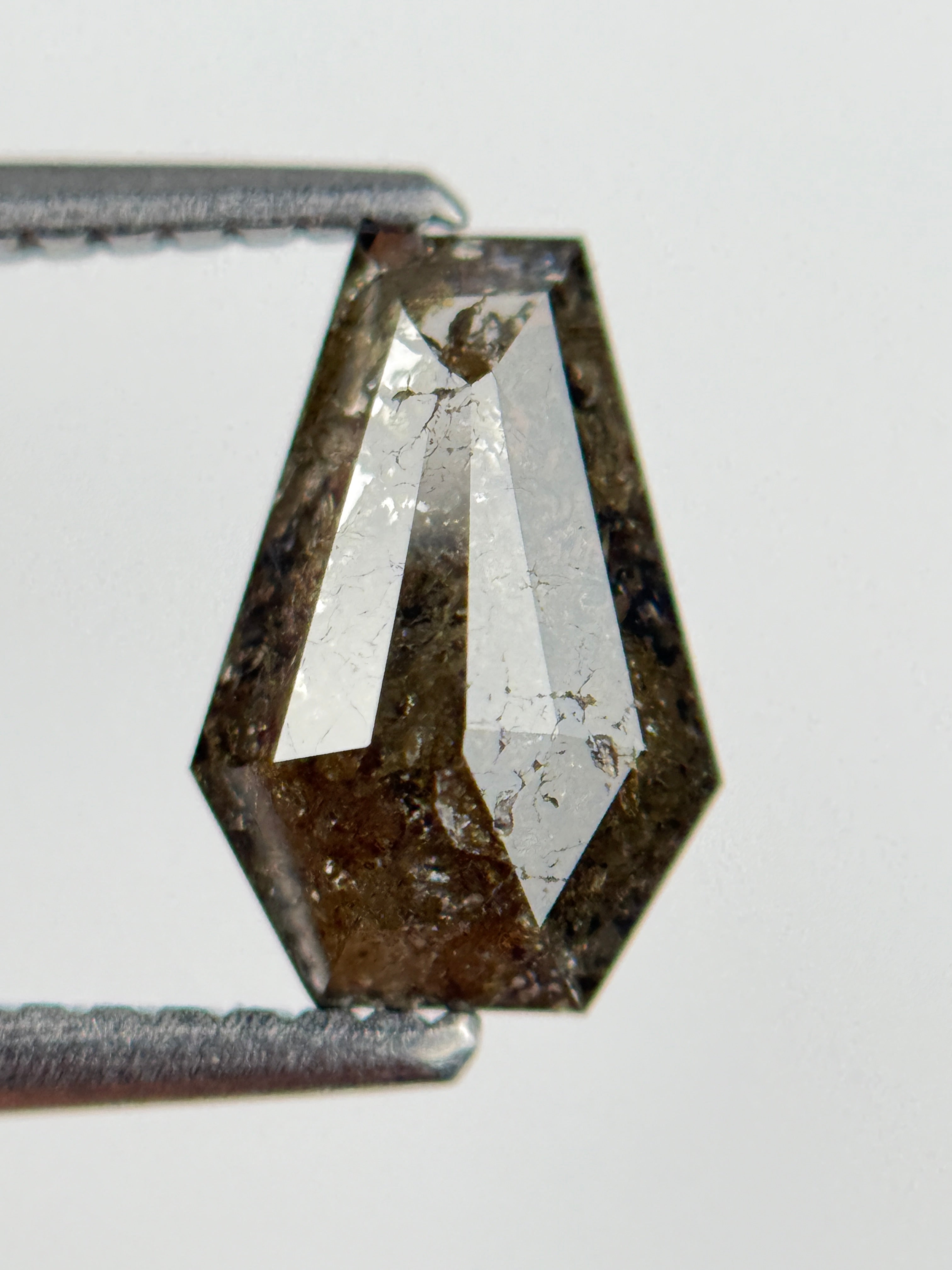 1.49 Ct Coffin Rose Cut Brown Natural Salt and Pepper Diamond