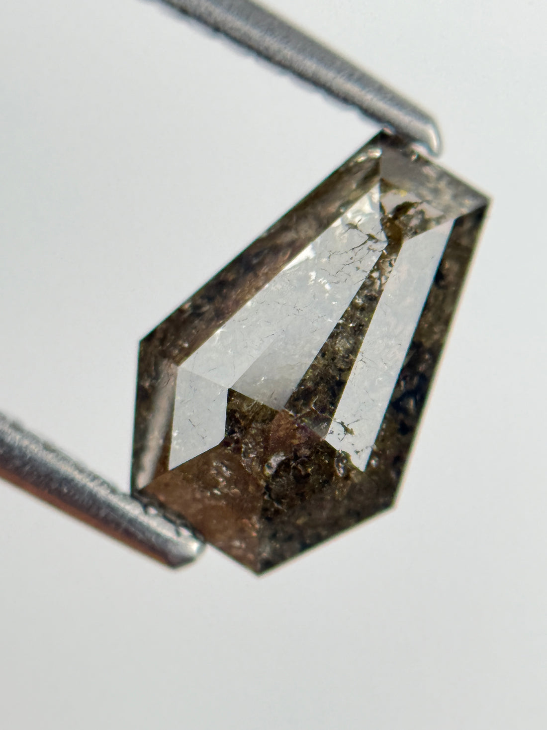 1.49 Ct Coffin Rose Cut Brown Natural Salt and Pepper Diamond