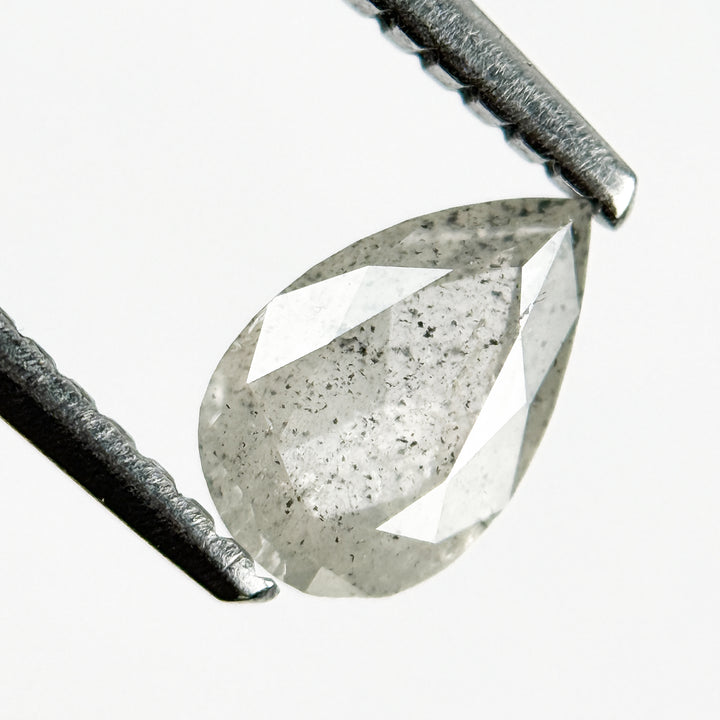 0.64 Ct Pear Rose Cut White Natural Salt and Pepper Diamond