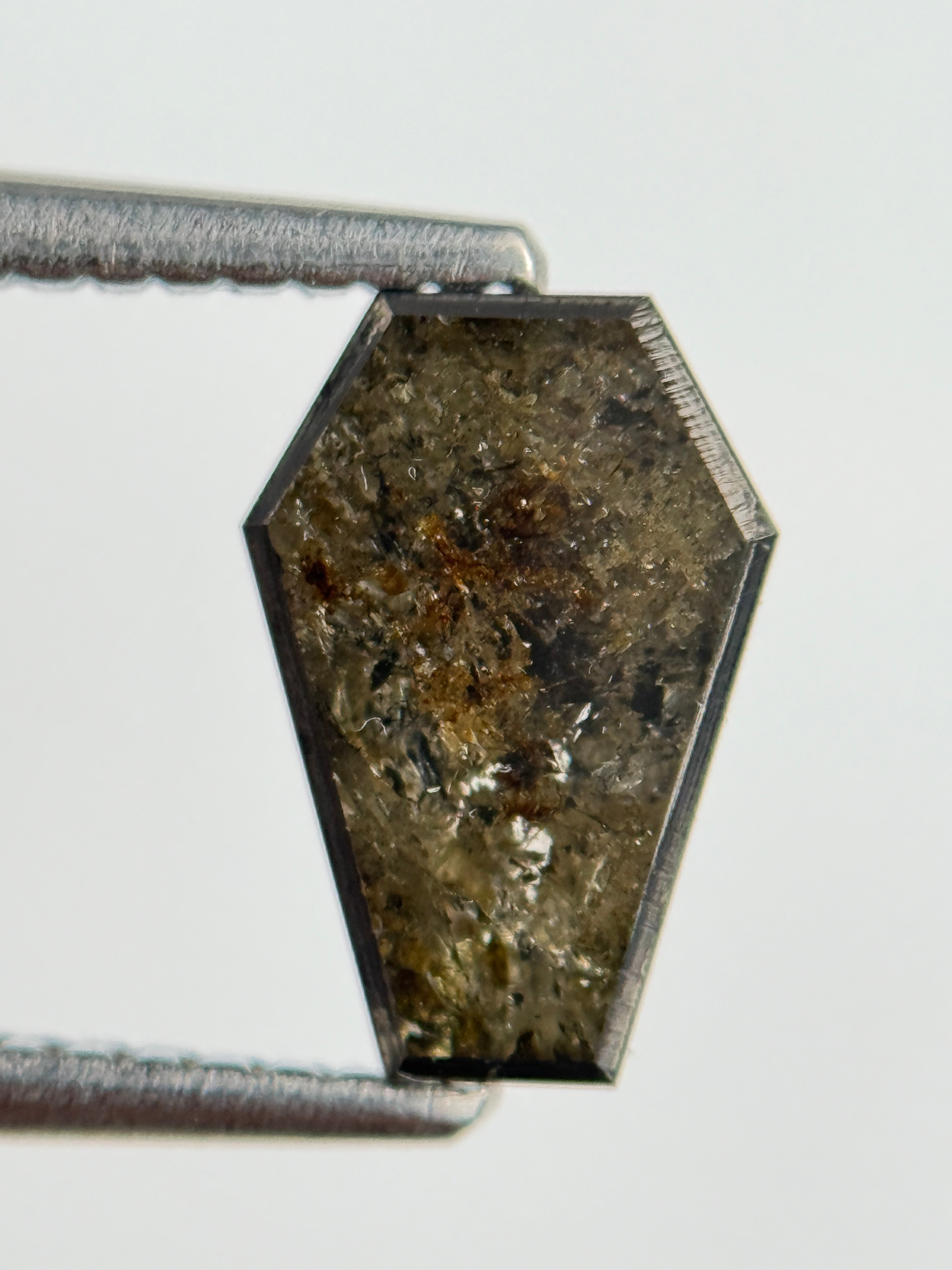 1.49 Ct Coffin Rose Cut Brown Natural Salt and Pepper Diamond