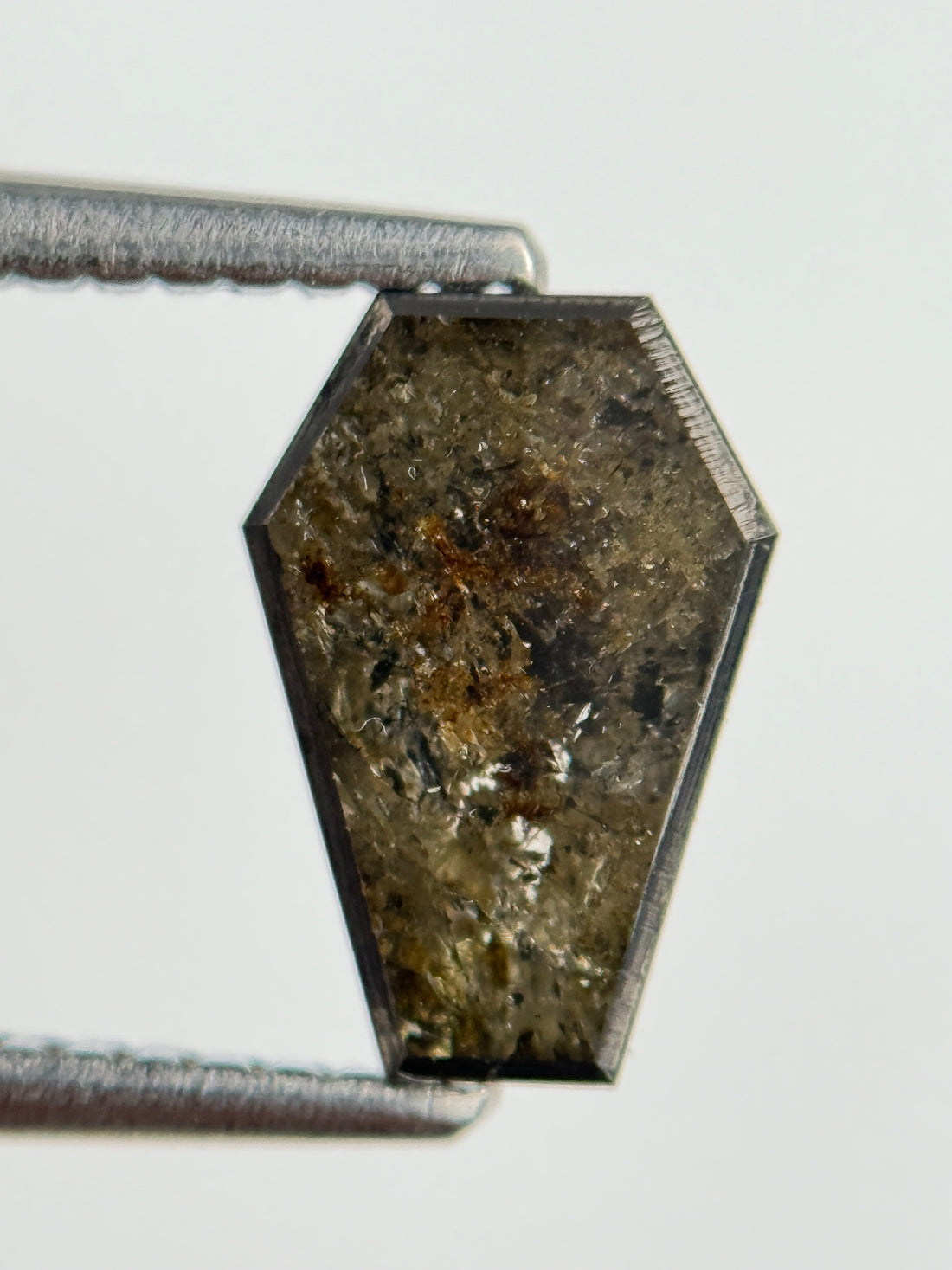 1.49 Ct Coffin Rose Cut Brown Natural Salt and Pepper Diamond