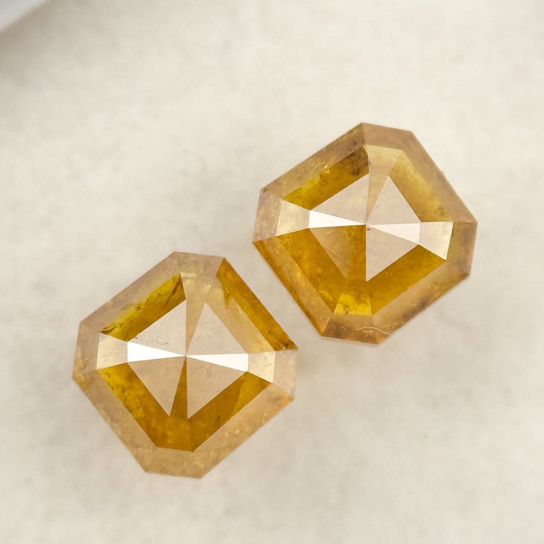 1.10 Ct Emerald Rose Cut Yellow Natural Salt and Pepper Diamond