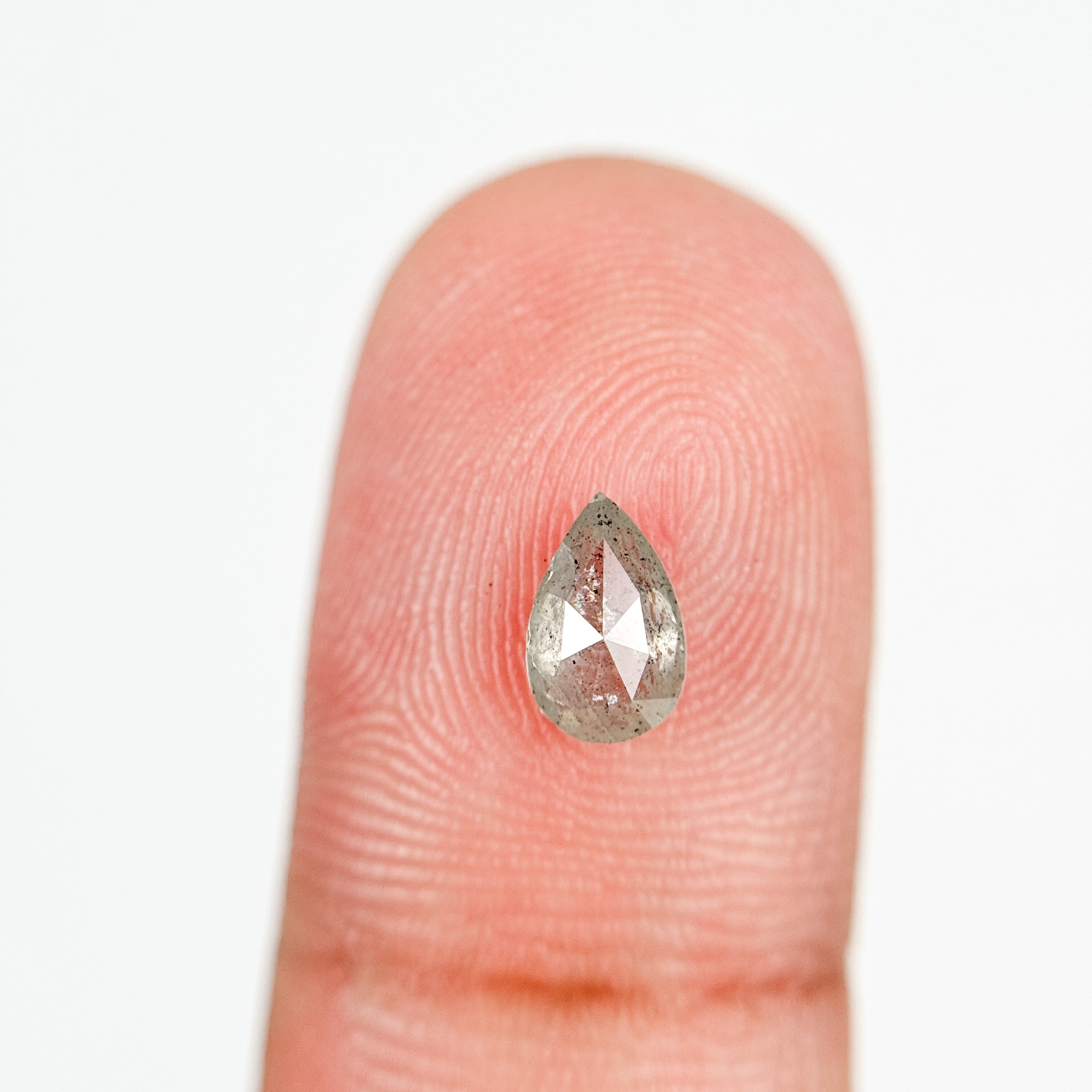 0.64 Ct Pear Rose Cut White Natural Salt and Pepper Diamond