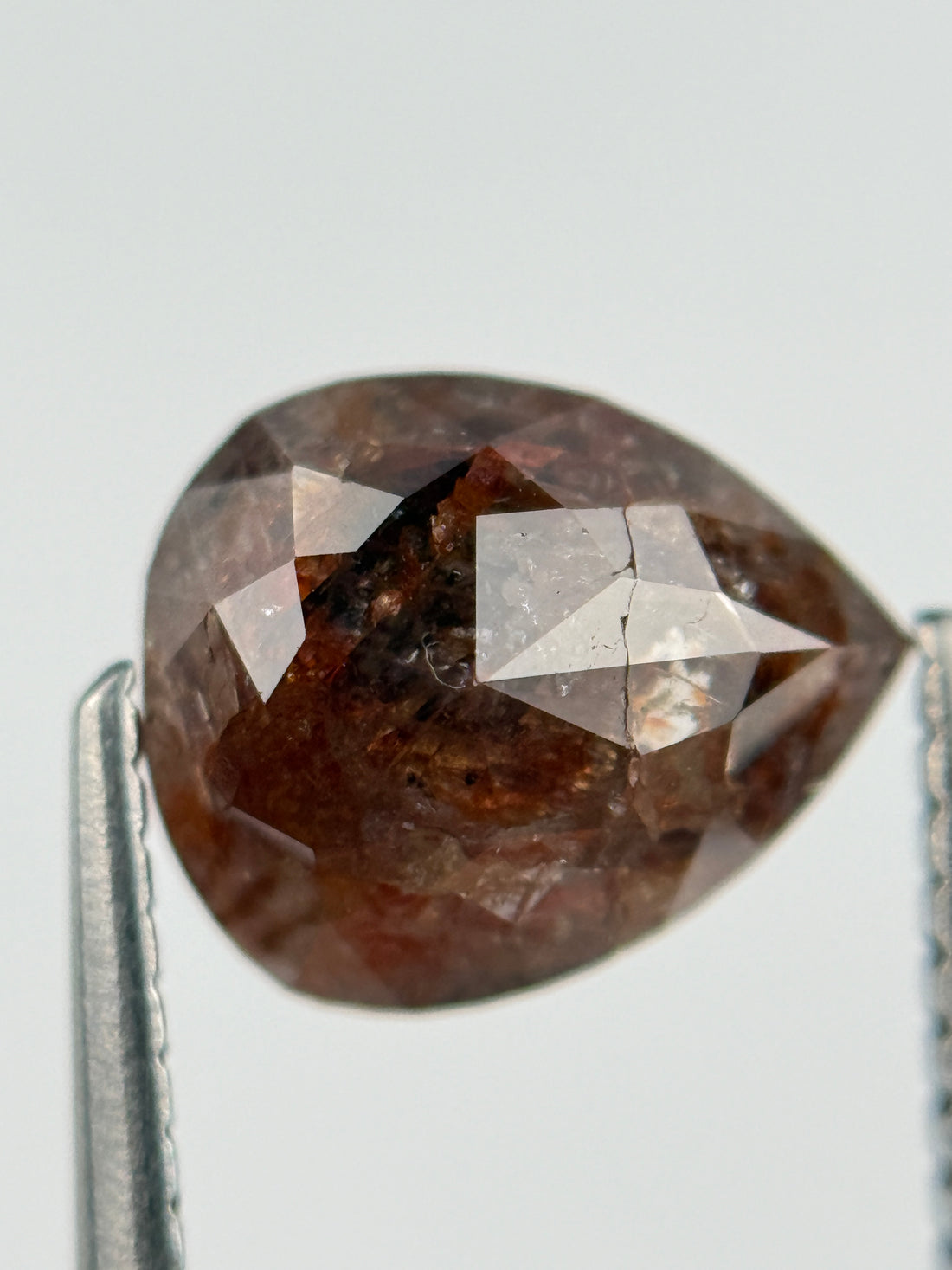 1.51 Ct Pear Rose Cut Red Natural Salt and Pepper Diamond