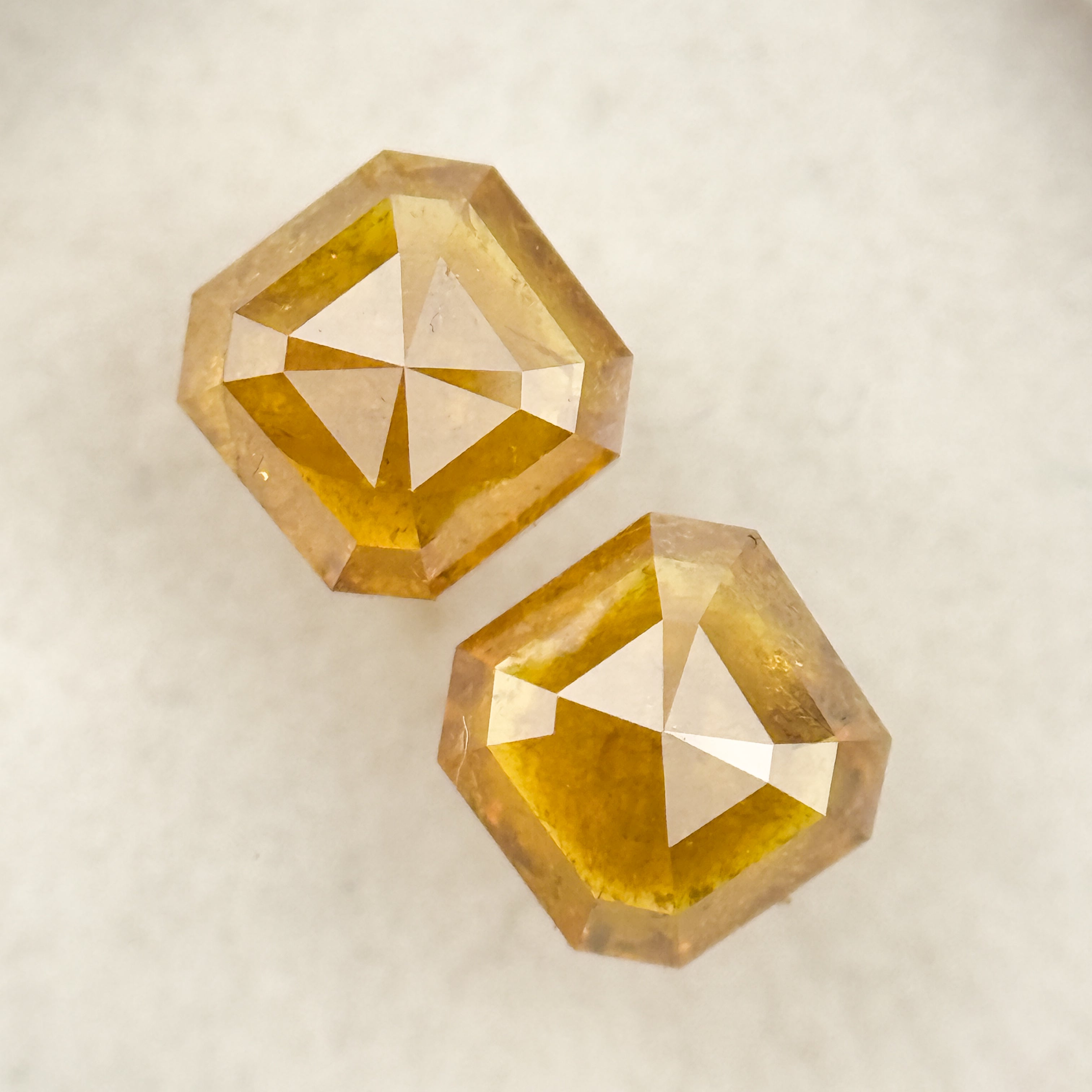 1.10 Ct Emerald Rose Cut Yellow Natural Salt and Pepper Diamond