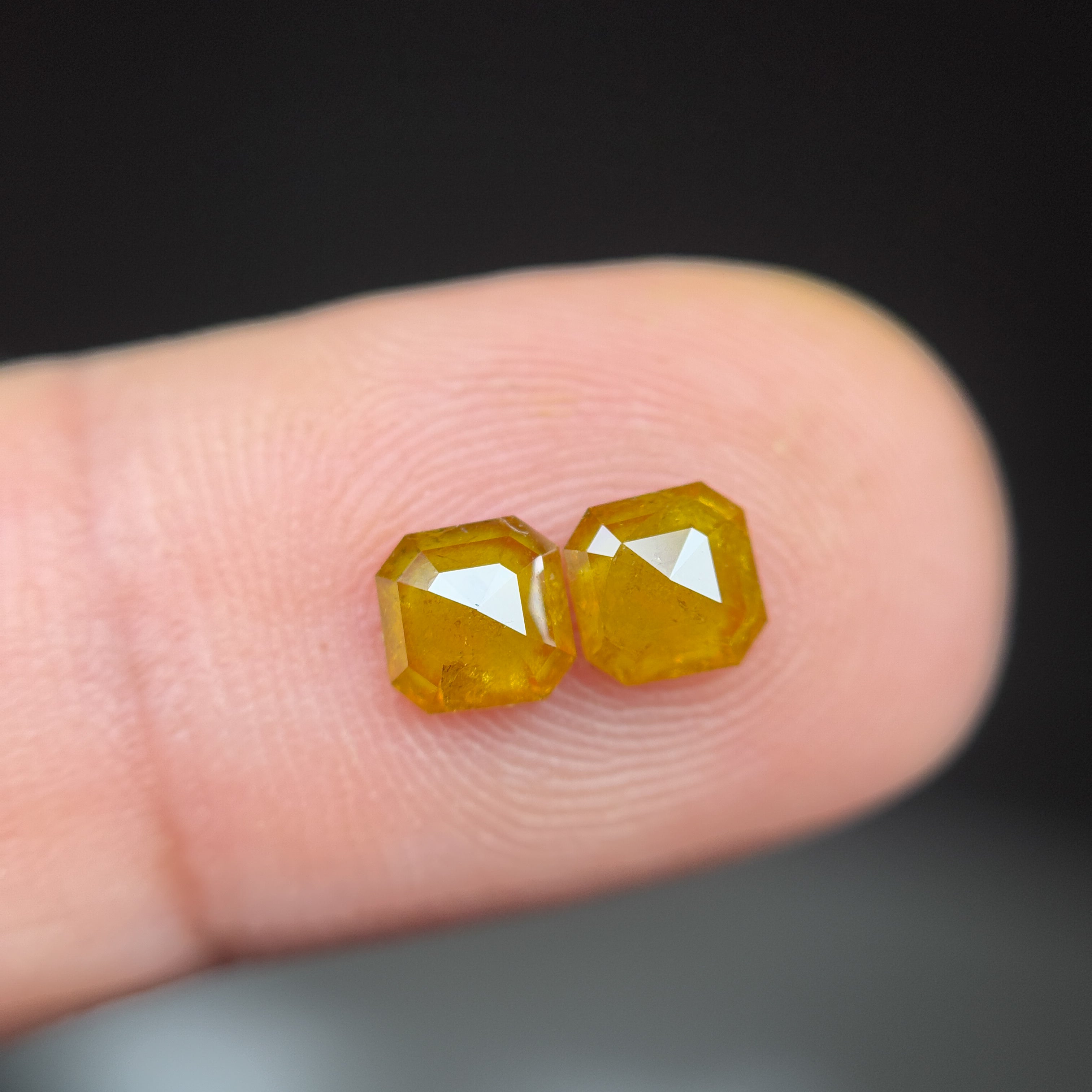 1.10 Ct Emerald Rose Cut Yellow Natural Salt and Pepper Diamond