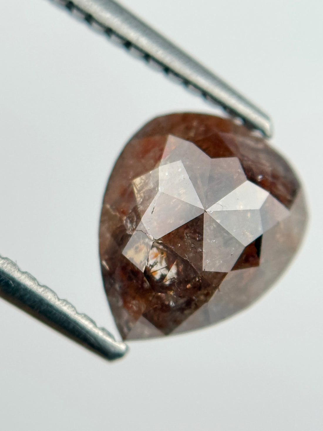 1.51 Ct Pear Rose Cut Red Natural Salt and Pepper Diamond