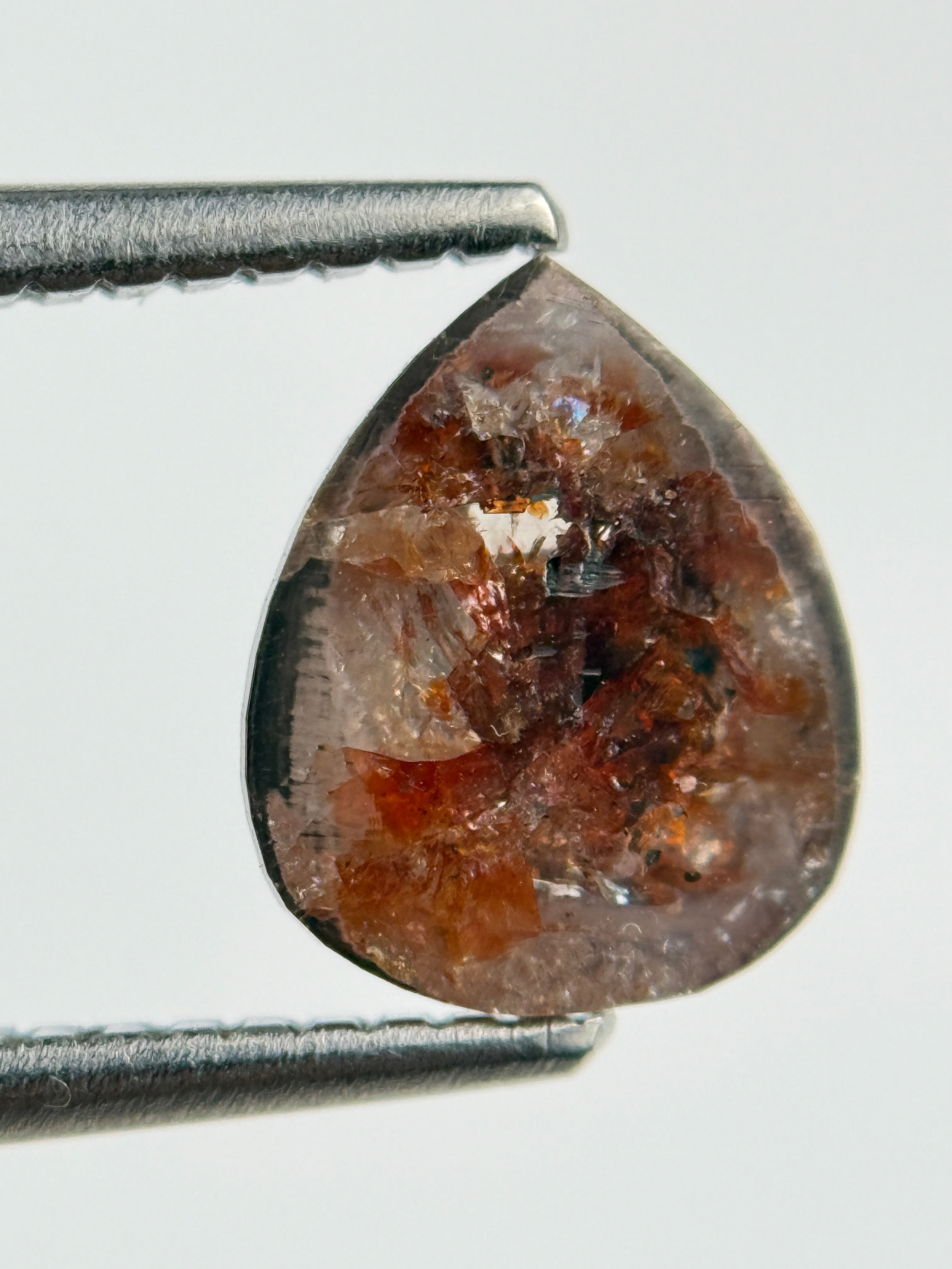 1.51 Ct Pear Rose Cut Red Natural Salt and Pepper Diamond