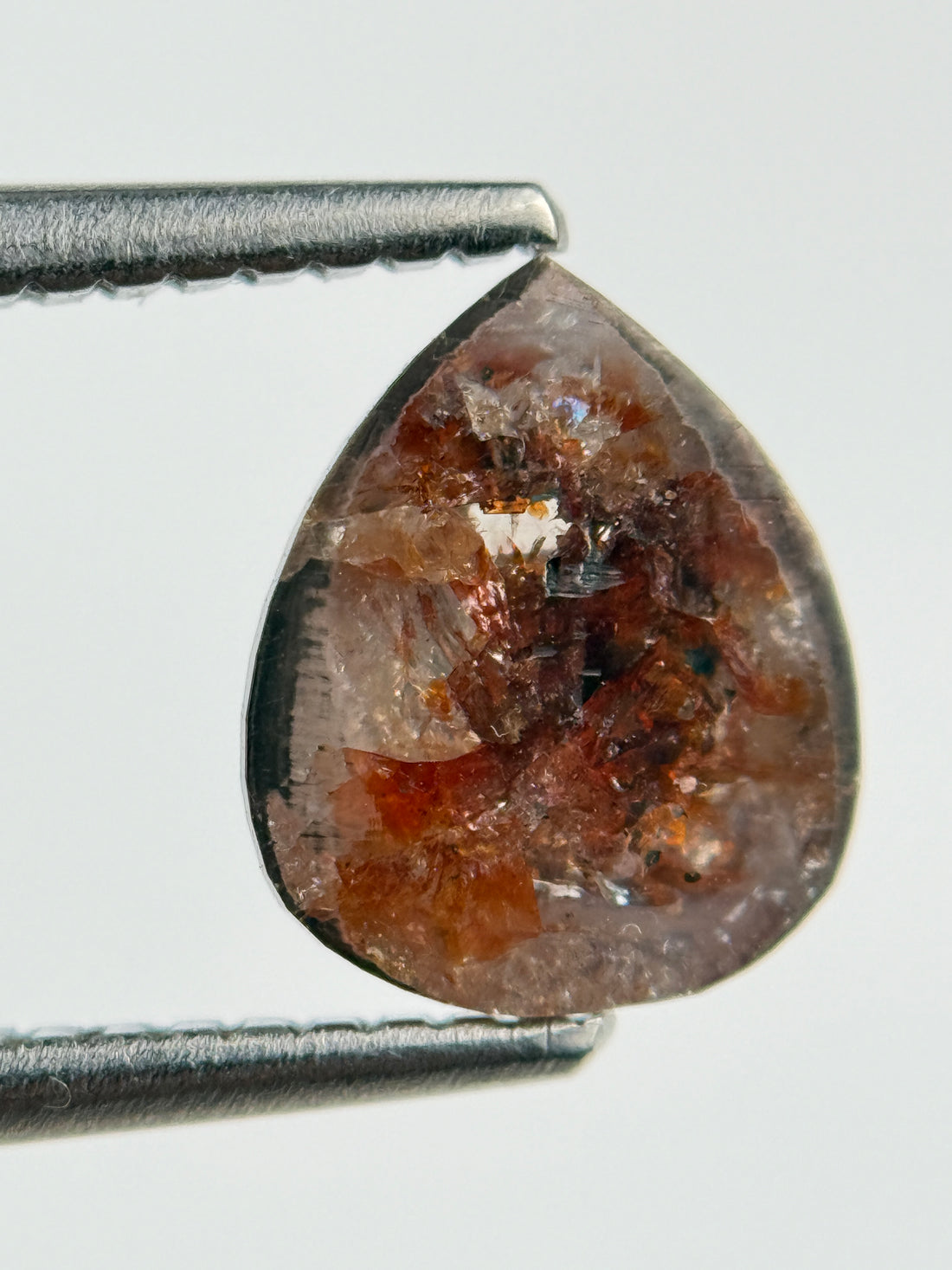 1.51 Ct Pear Rose Cut Red Natural Salt and Pepper Diamond