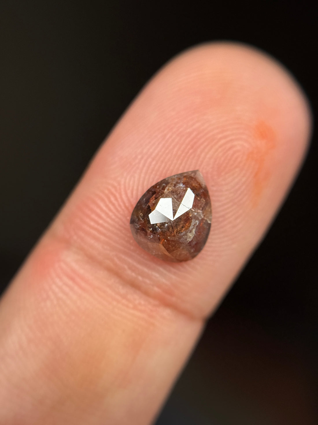 1.51 Ct Pear Rose Cut Red Natural Salt and Pepper Diamond