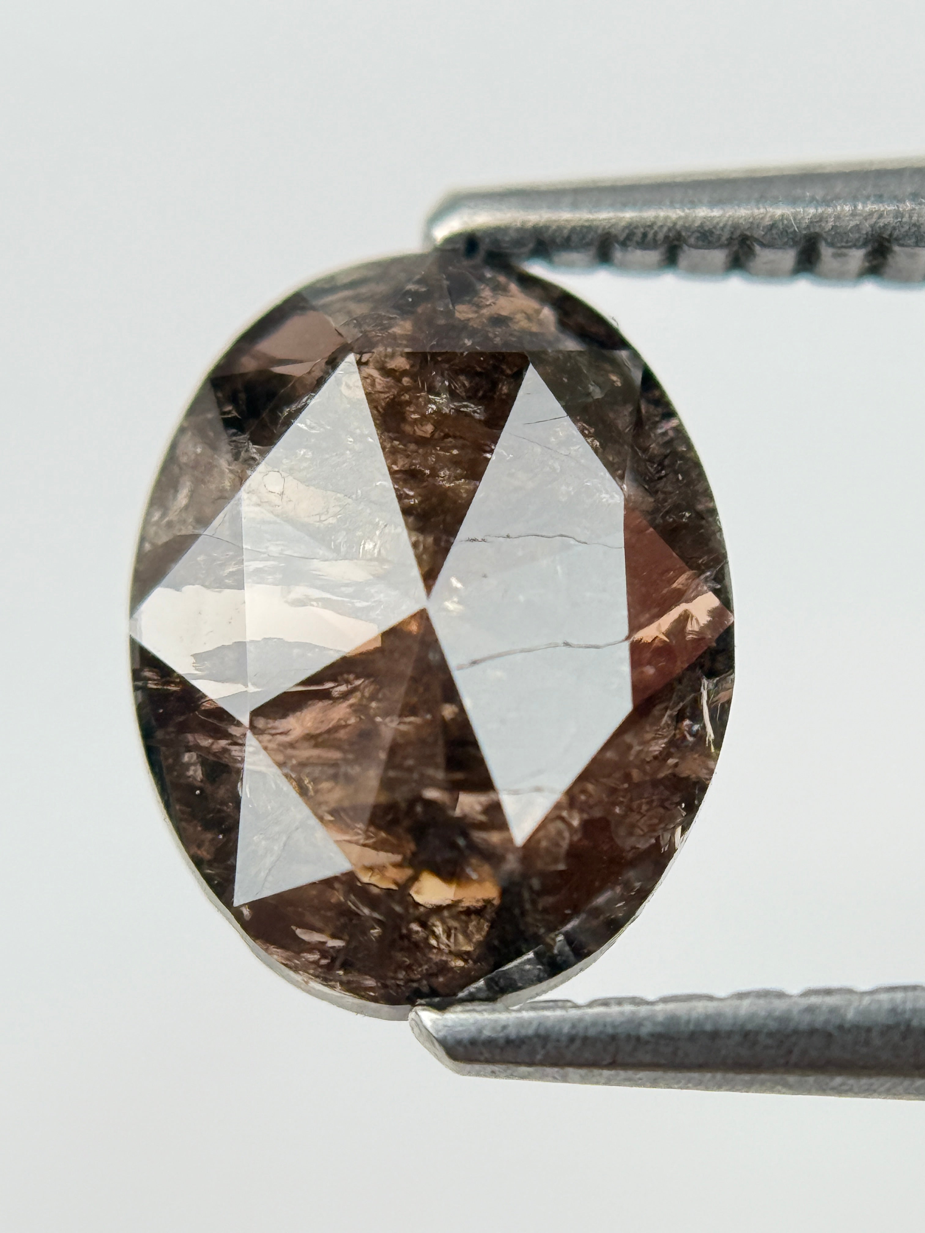 1.34 Ct Oval Rose Cut Brown Natural Salt and Pepper Diamond