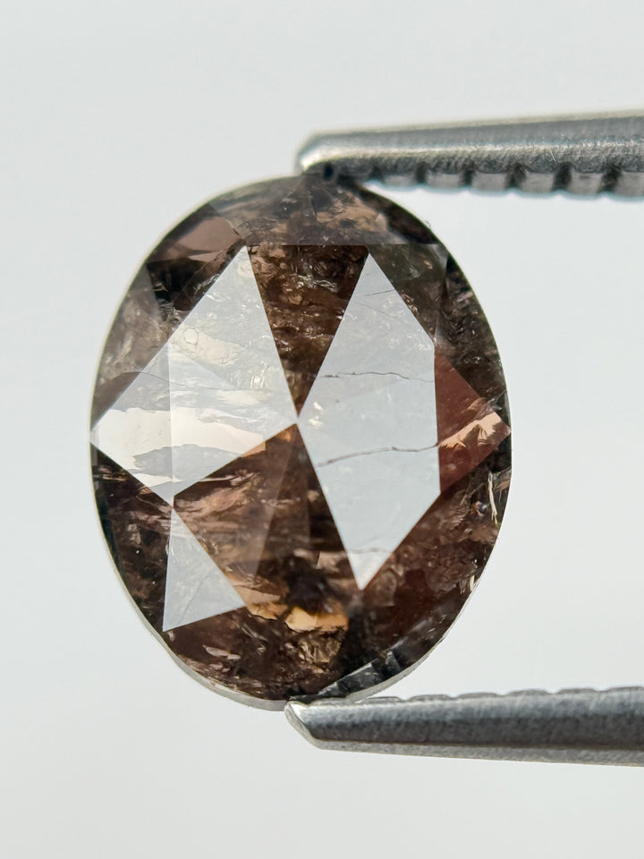 1.34 Ct Oval Rose Cut Brown Natural Salt and Pepper Diamond