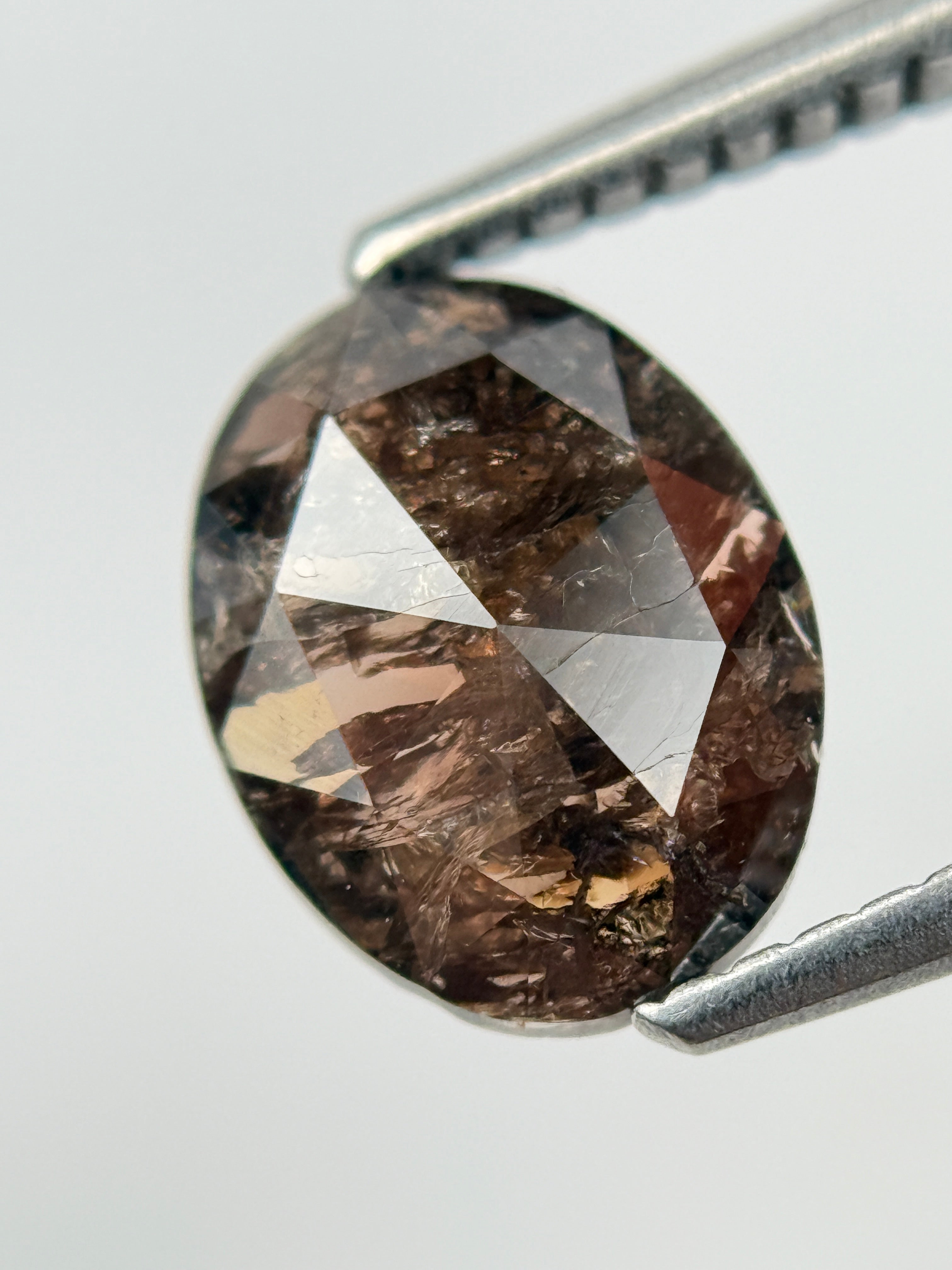 1.34 Ct Oval Rose Cut Brown Natural Salt and Pepper Diamond