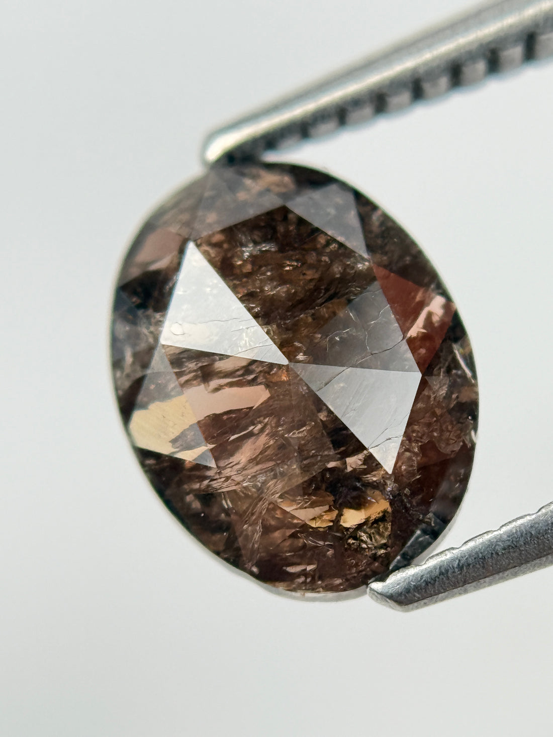 1.34 Ct Oval Rose Cut Brown Natural Salt and Pepper Diamond