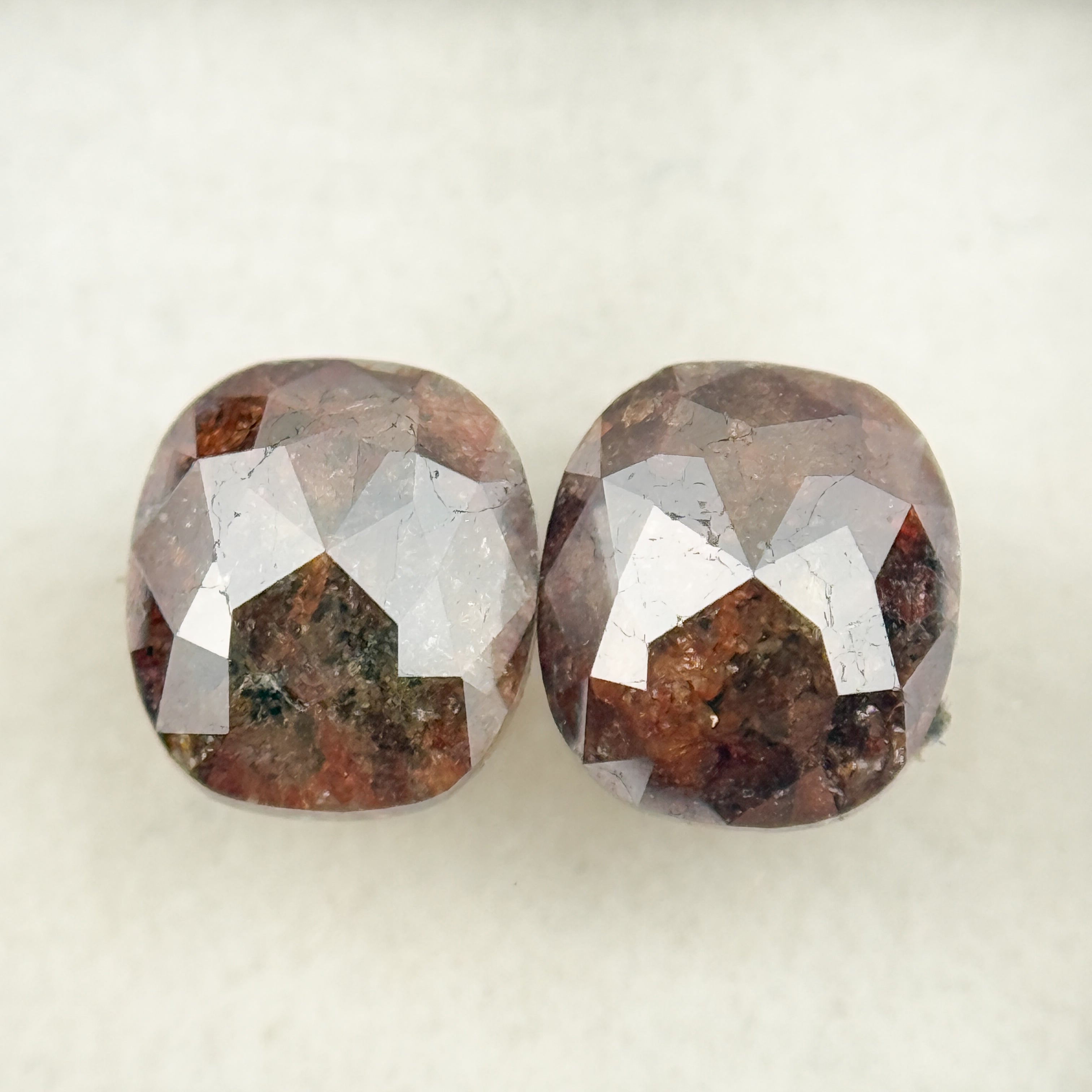 1.81 Ct Oval Rose Cut Red Natural Galaxy Diamond Pair