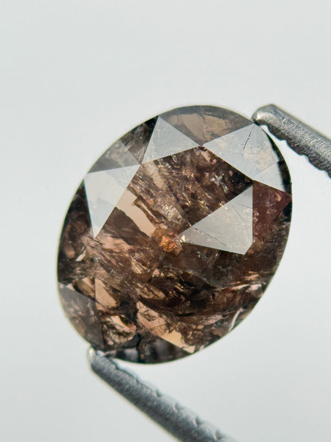 1.34 Ct Oval Rose Cut Brown Natural Salt and Pepper Diamond