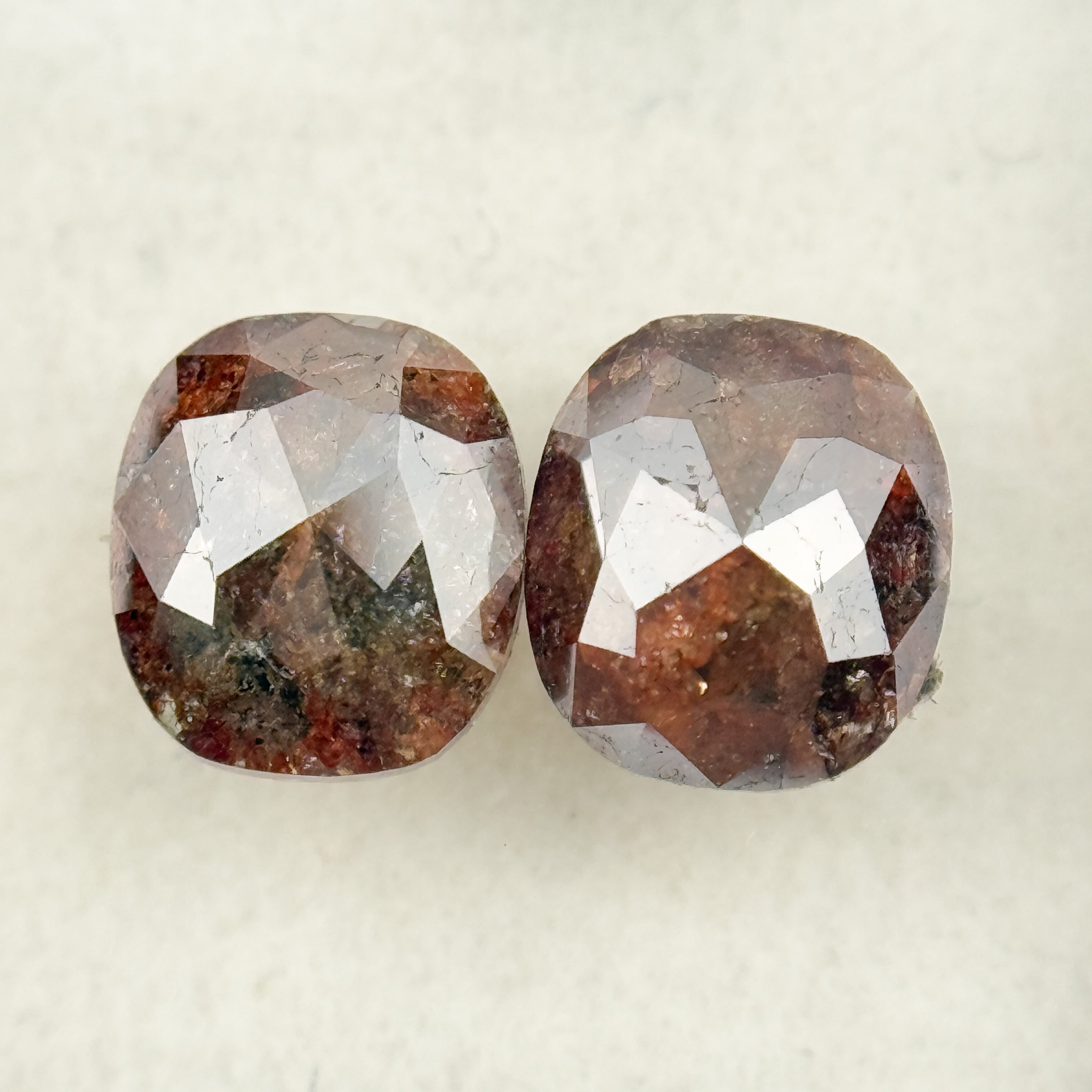 1.81 Ct Oval Rose Cut Red Natural Galaxy Diamond Pair