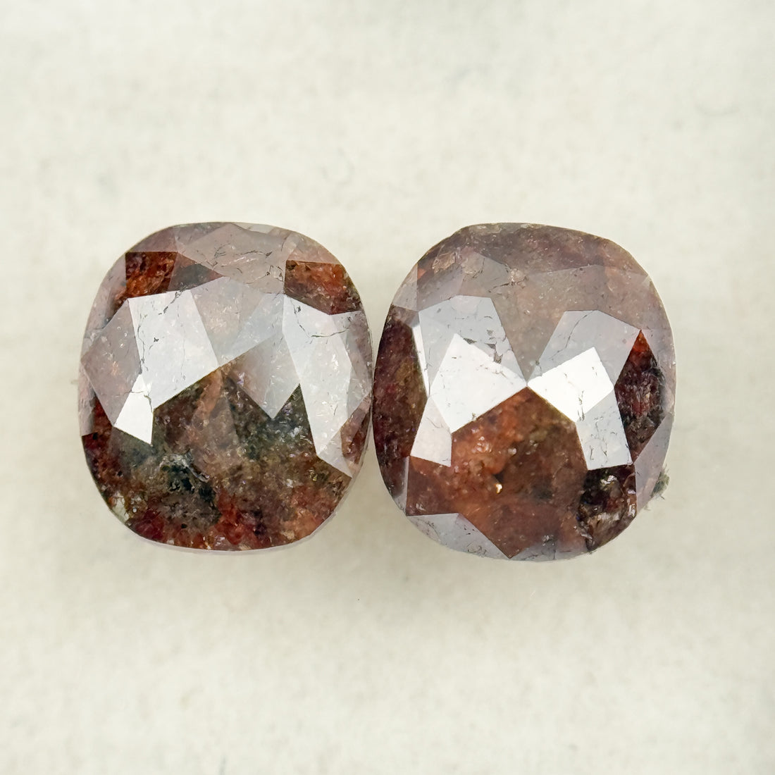 1.81 Ct Oval Rose Cut Red Natural Galaxy Diamond Pair