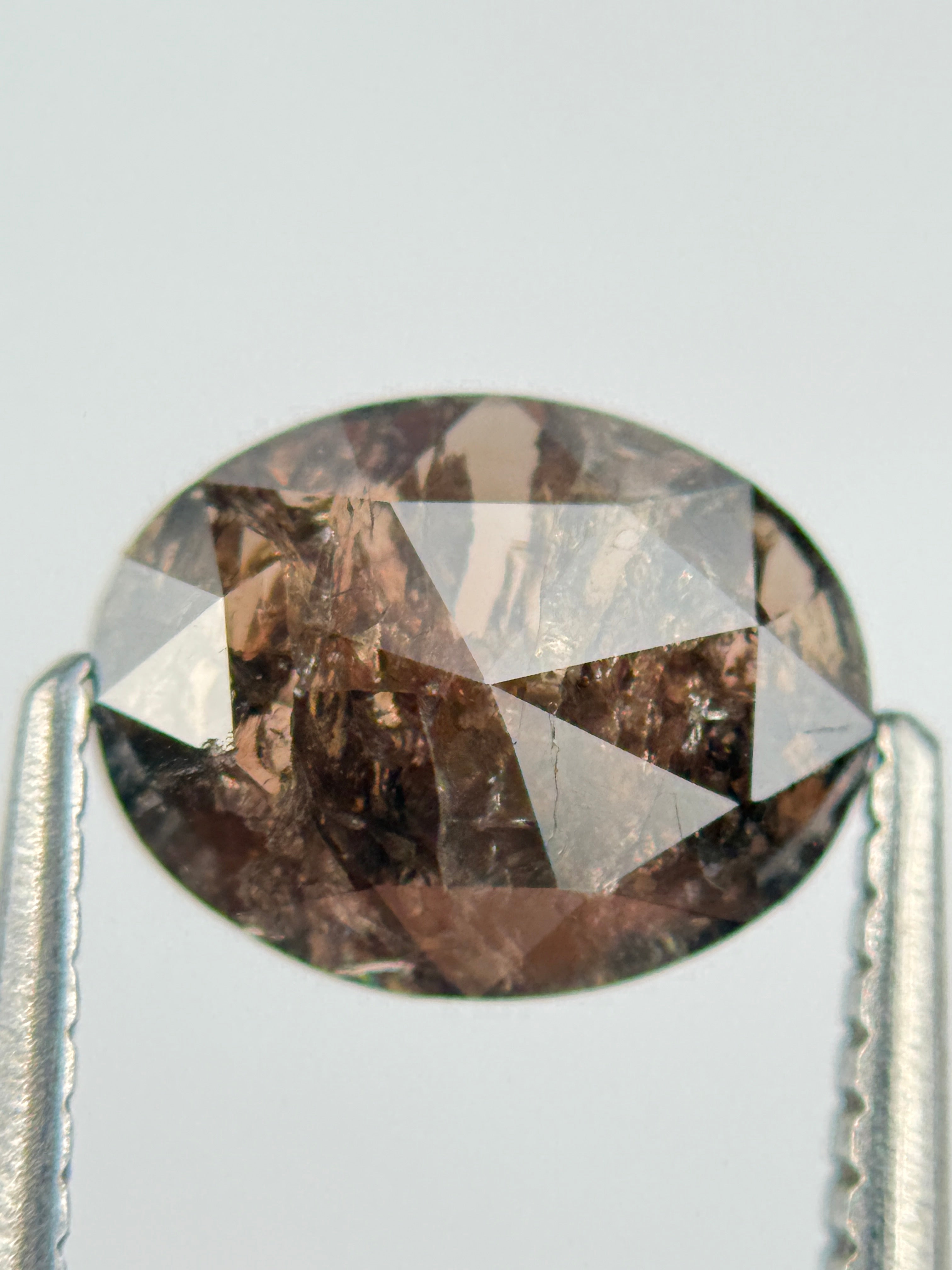 1.34 Ct Oval Rose Cut Brown Natural Salt and Pepper Diamond