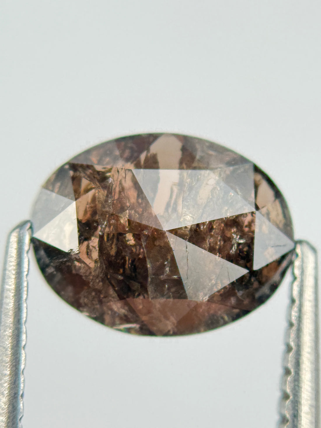 1.34 Ct Oval Rose Cut Brown Natural Salt and Pepper Diamond