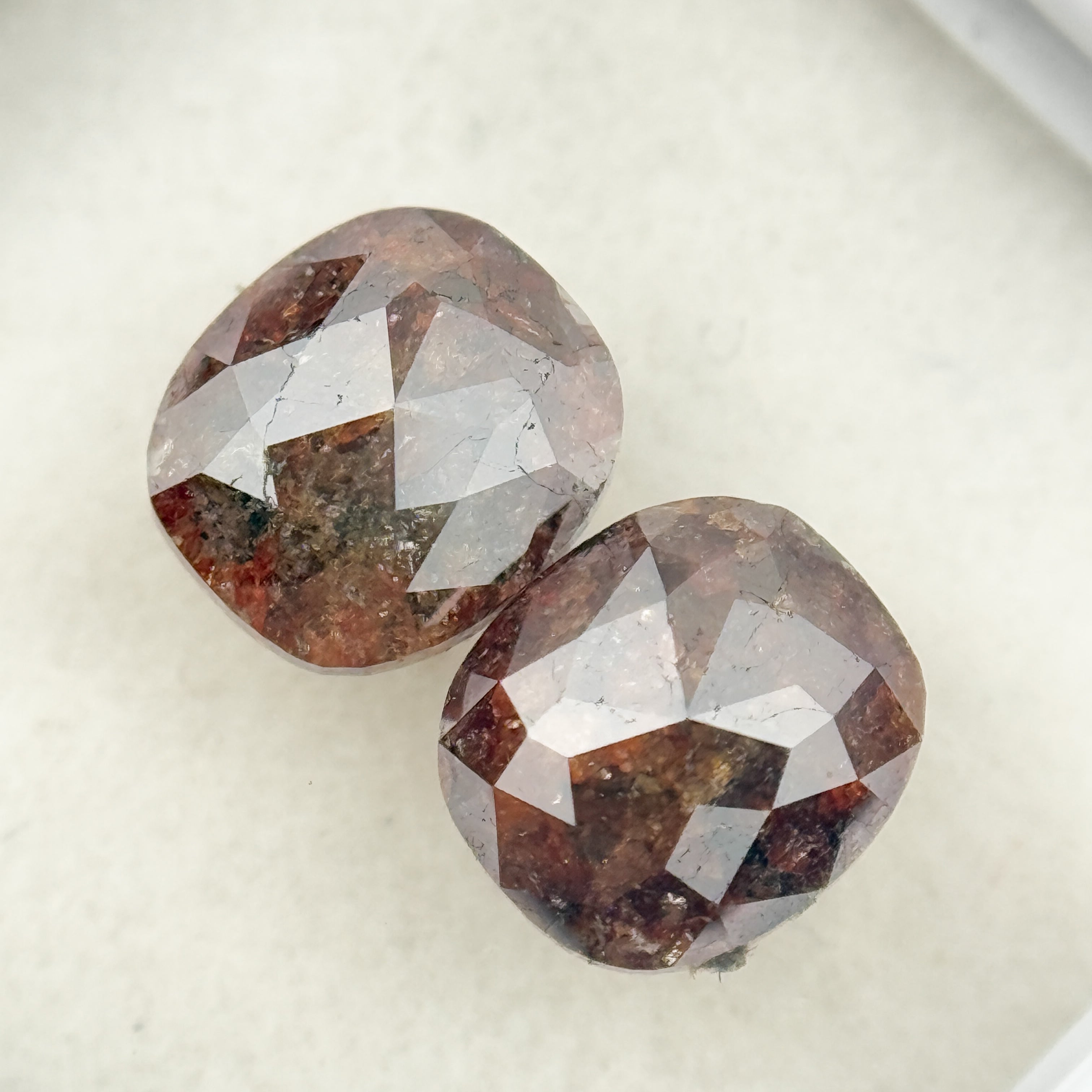 1.81 Ct Oval Rose Cut Red Natural Galaxy Diamond Pair