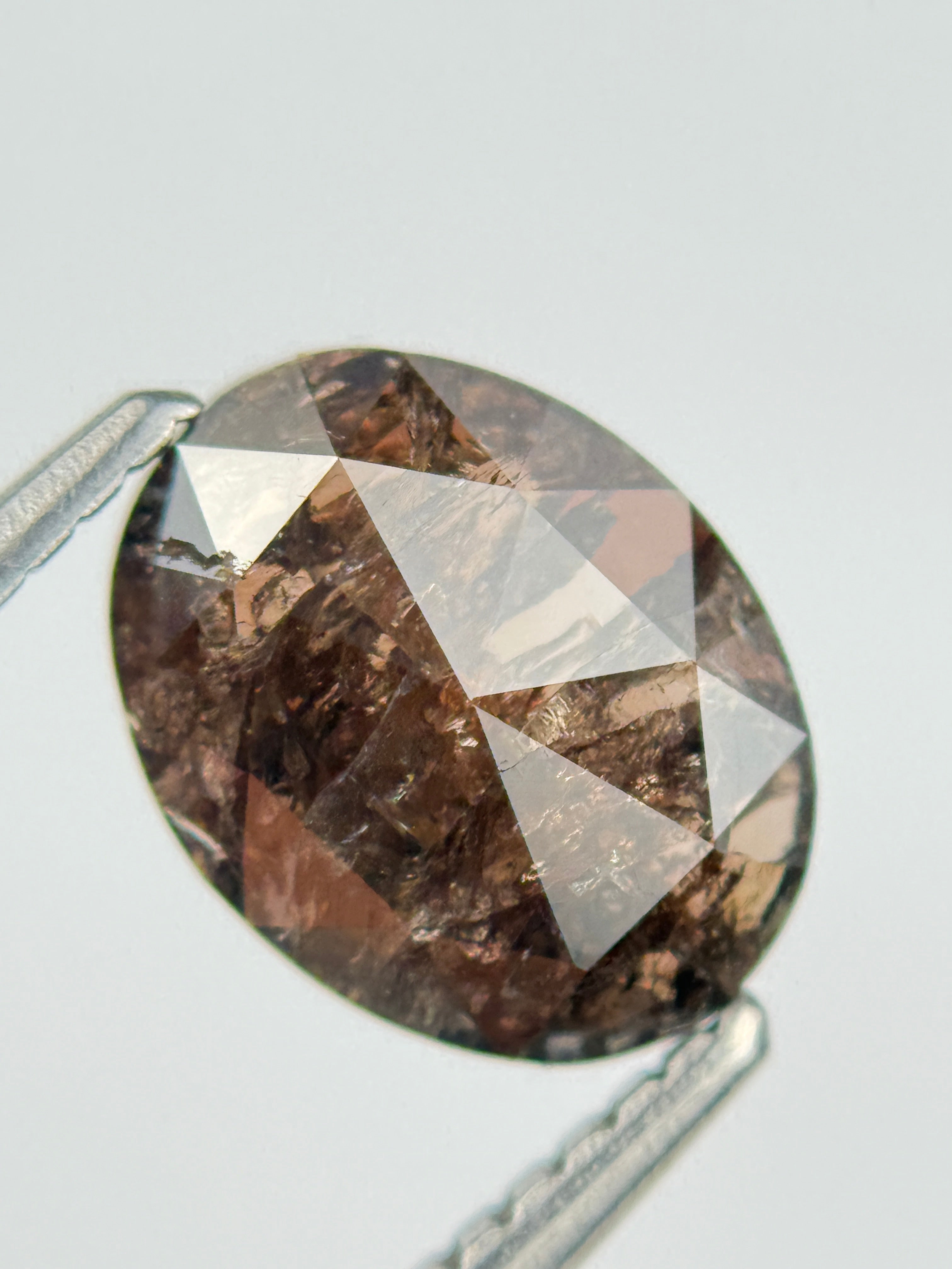 1.34 Ct Oval Rose Cut Brown Natural Salt and Pepper Diamond