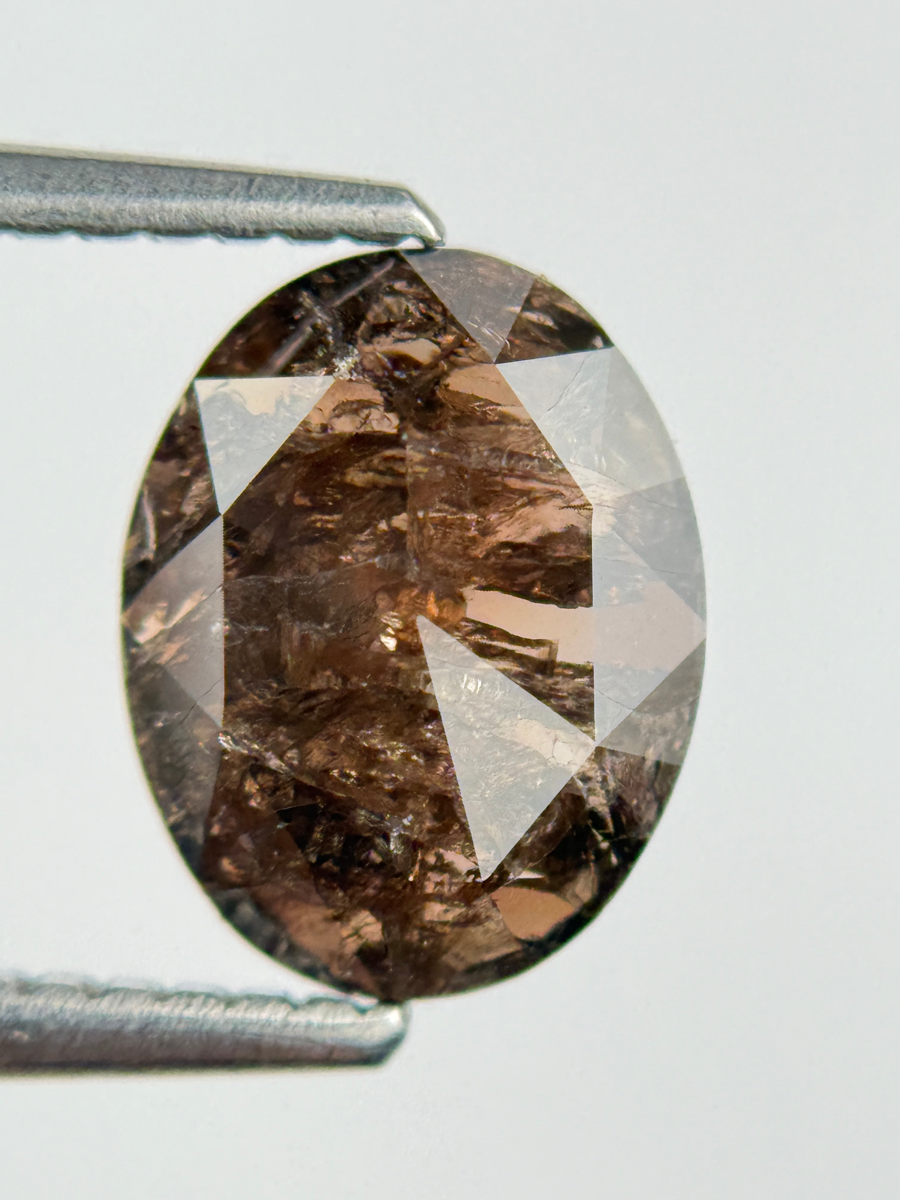 1.34 Ct Oval Rose Cut Brown Natural Salt and Pepper Diamond