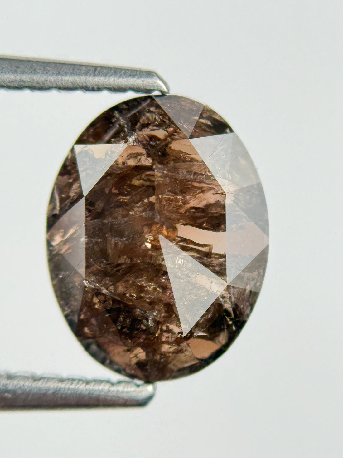 1.34 Ct Oval Rose Cut Brown Natural Salt and Pepper Diamond
