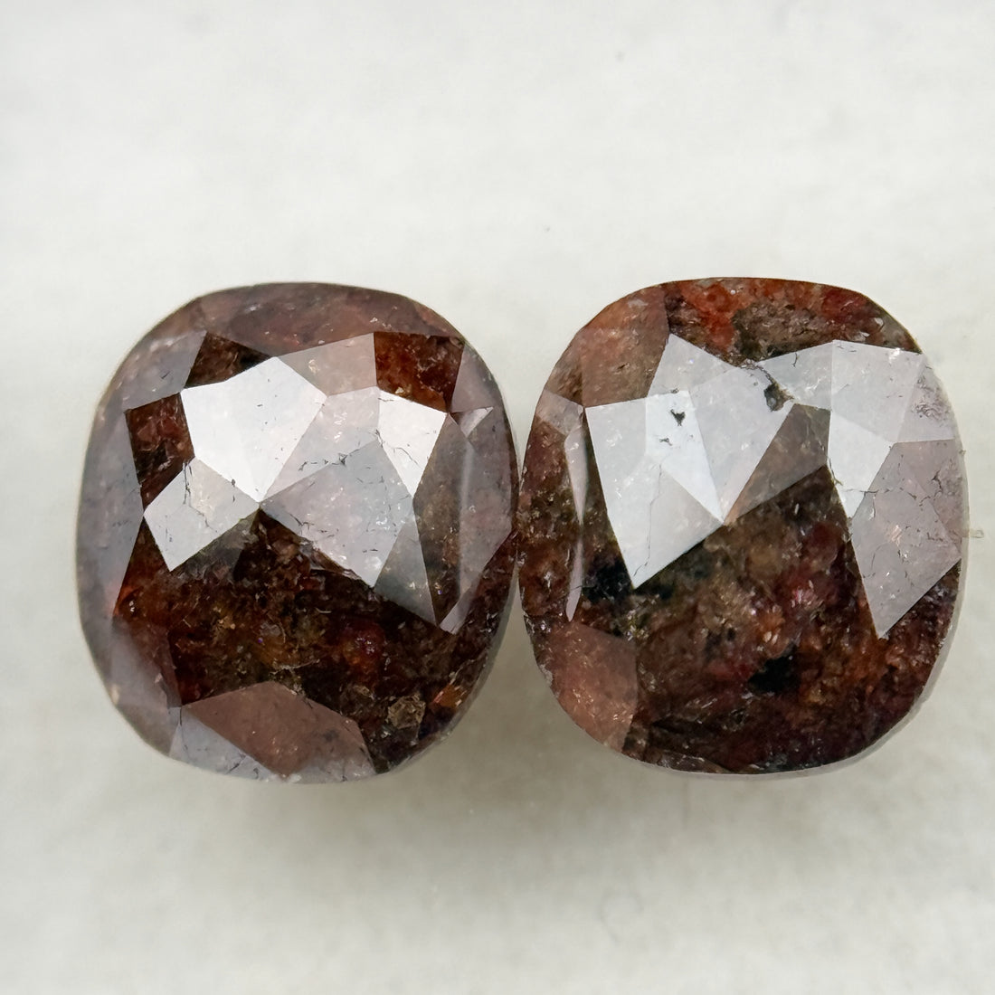 1.81 Ct Oval Rose Cut Red Natural Galaxy Diamond Pair