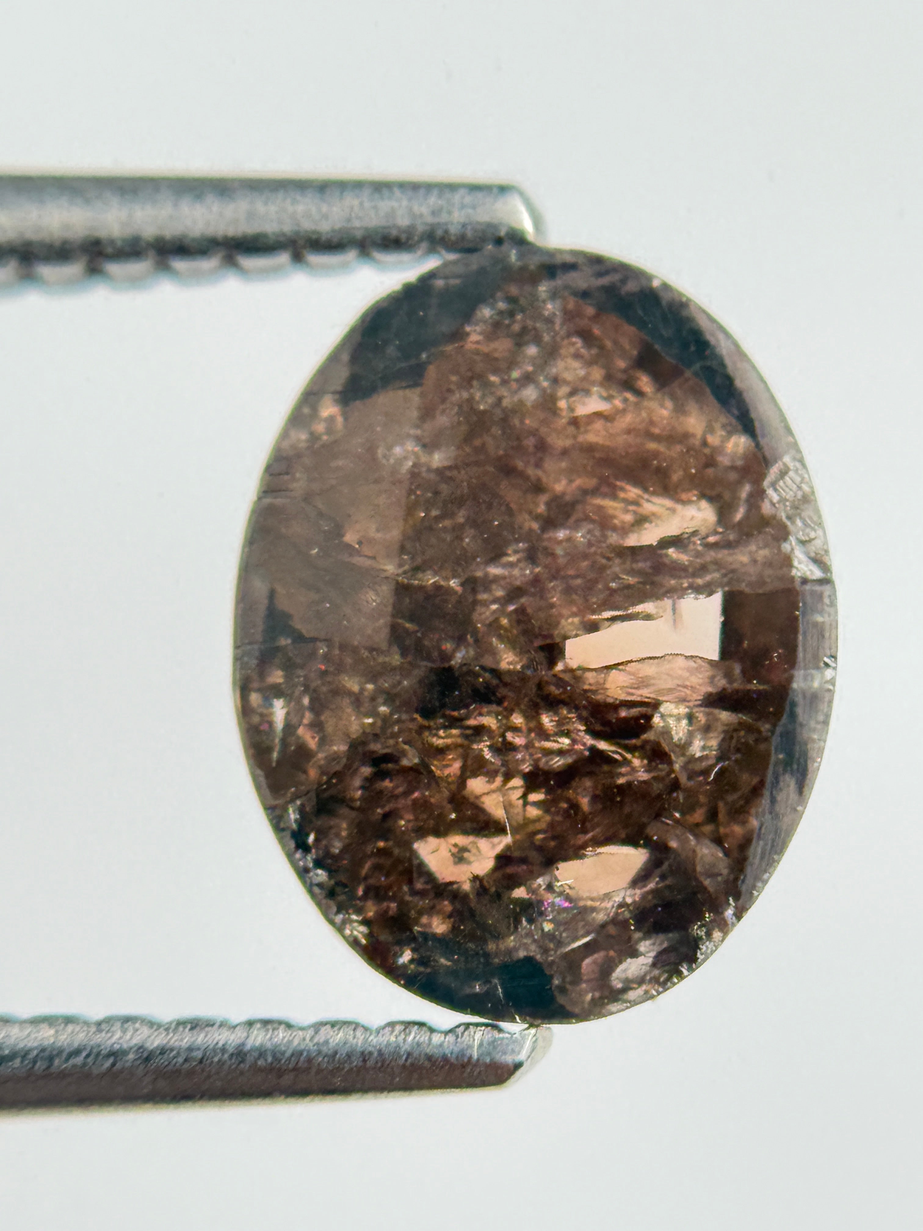 1.34 Ct Oval Rose Cut Brown Natural Salt and Pepper Diamond