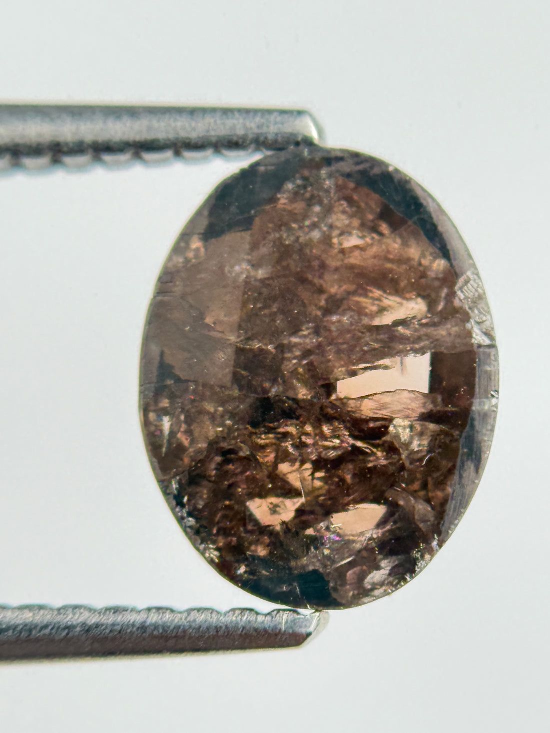 1.34 Ct Oval Rose Cut Brown Natural Salt and Pepper Diamond