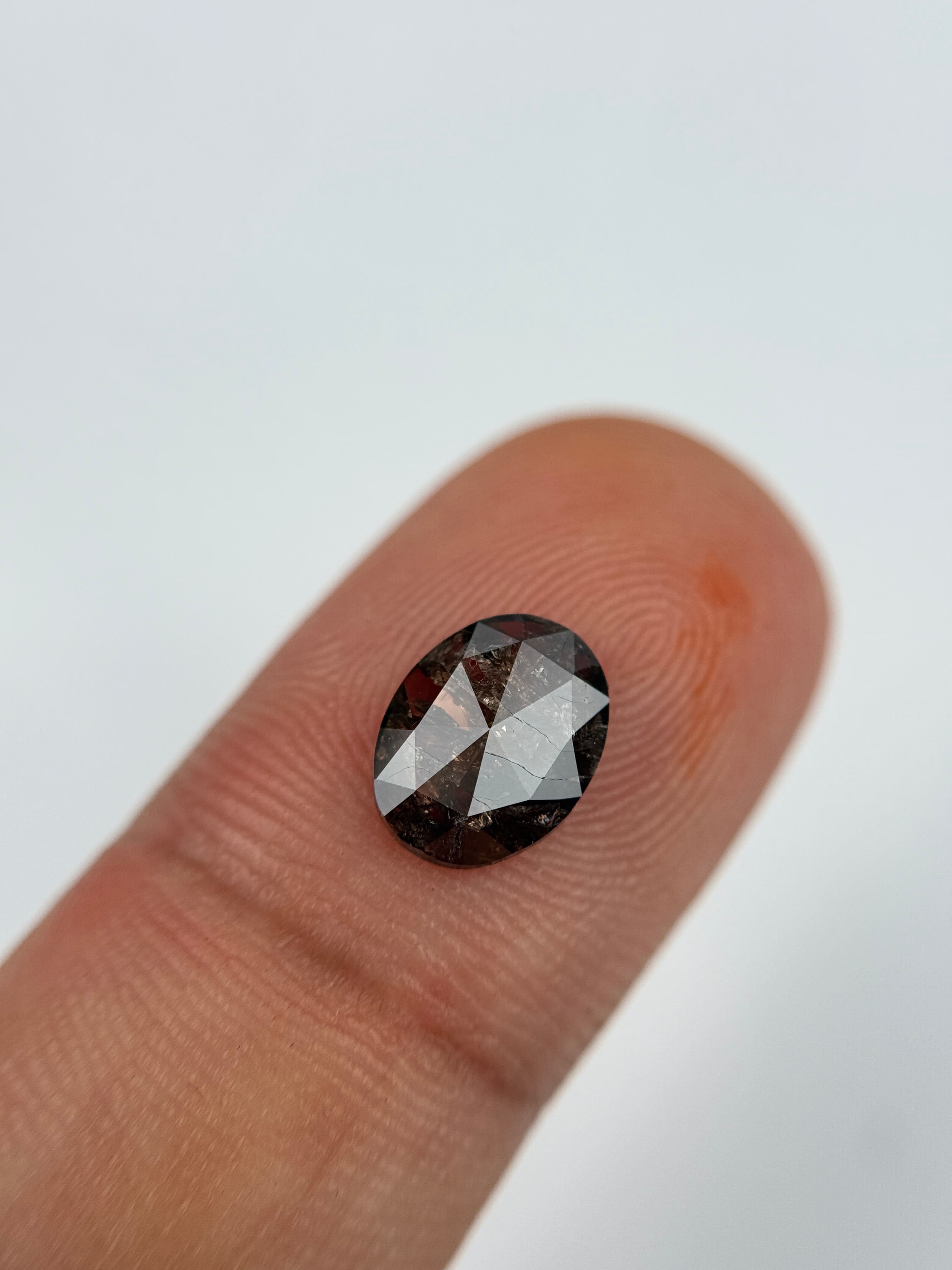 1.34 Ct Oval Rose Cut Brown Natural Salt and Pepper Diamond