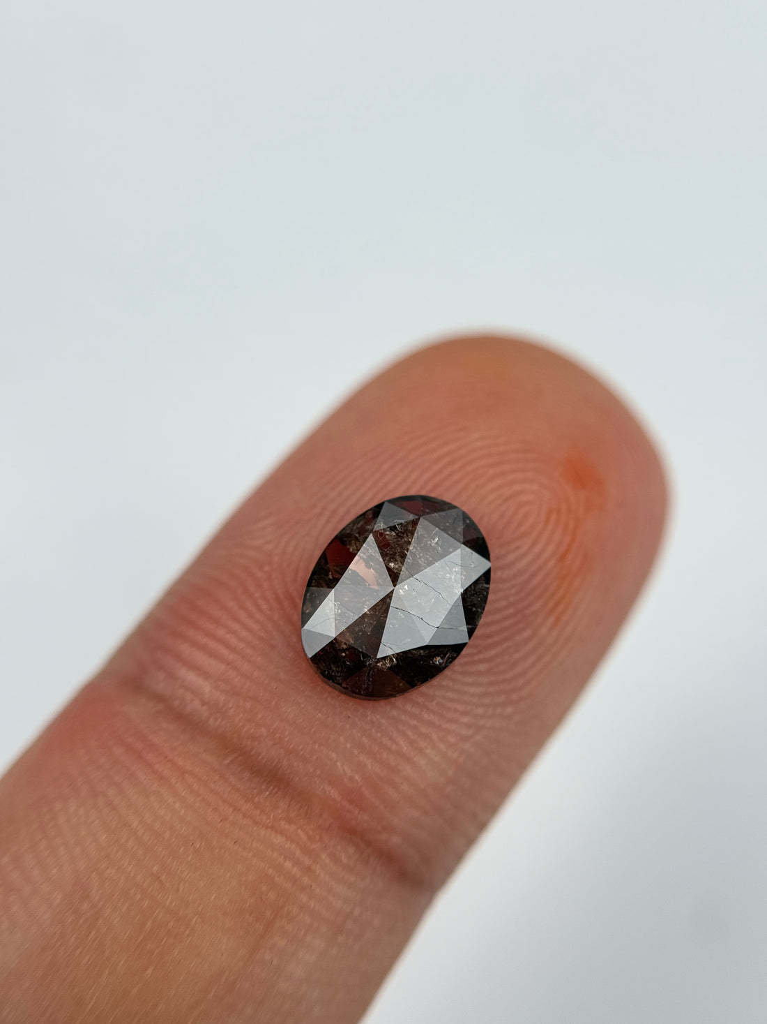 1.34 Ct Oval Rose Cut Brown Natural Salt and Pepper Diamond