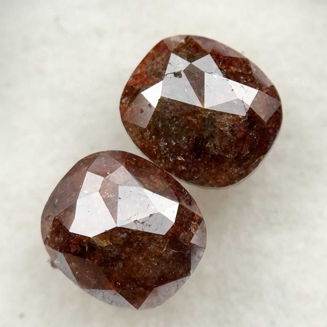 1.81 Ct Oval Rose Cut Red Natural Galaxy Diamond Pair