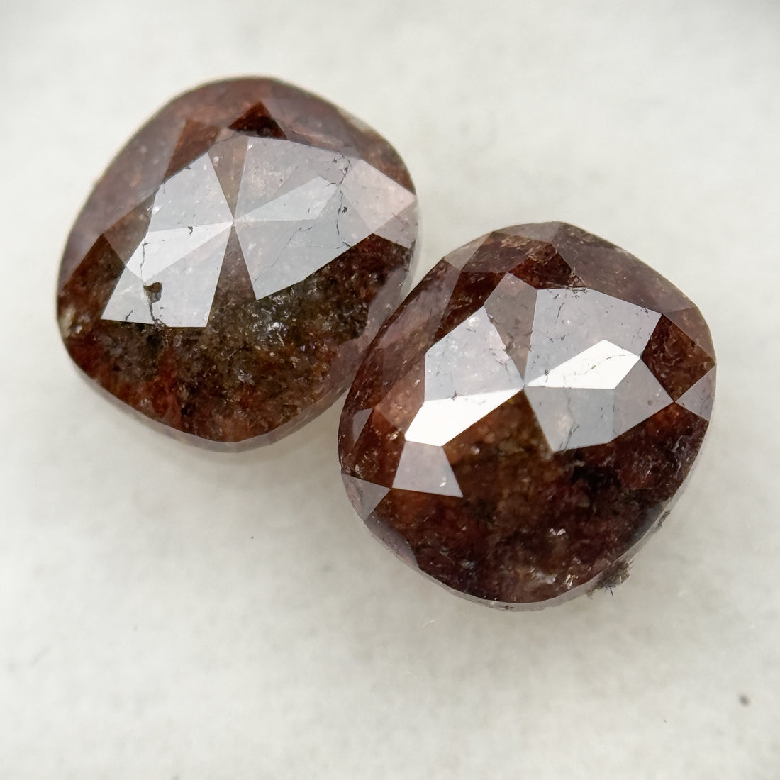 1.81 Ct Oval Rose Cut Red Natural Galaxy Diamond Pair