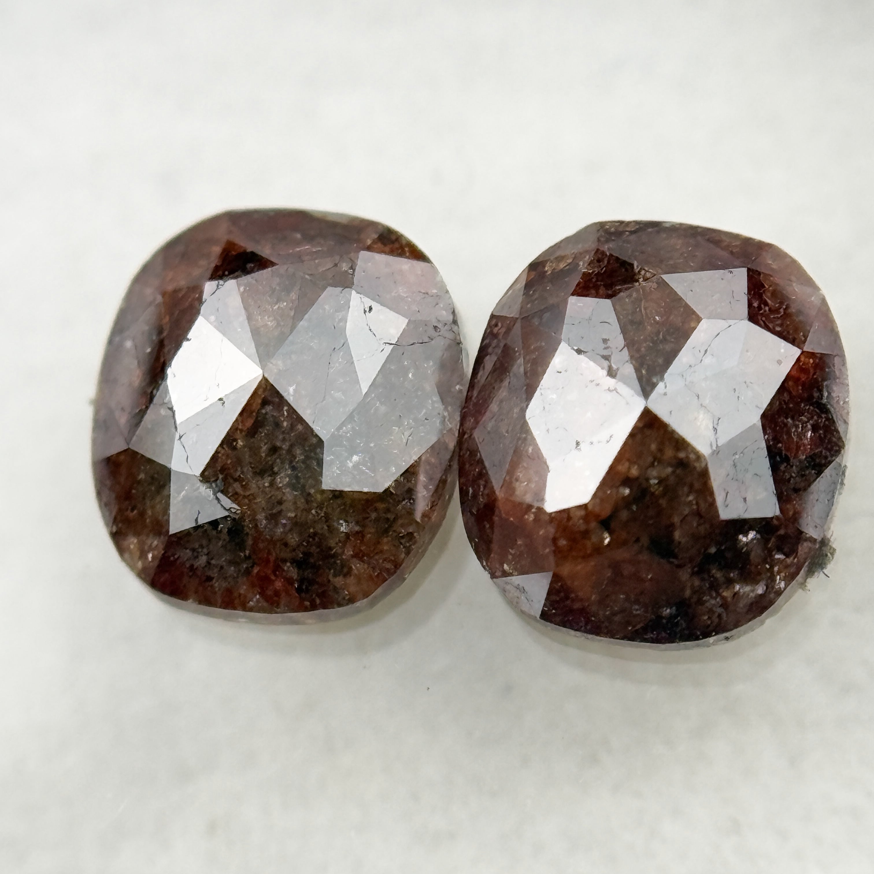 1.81 Ct Oval Rose Cut Red Natural Galaxy Diamond Pair