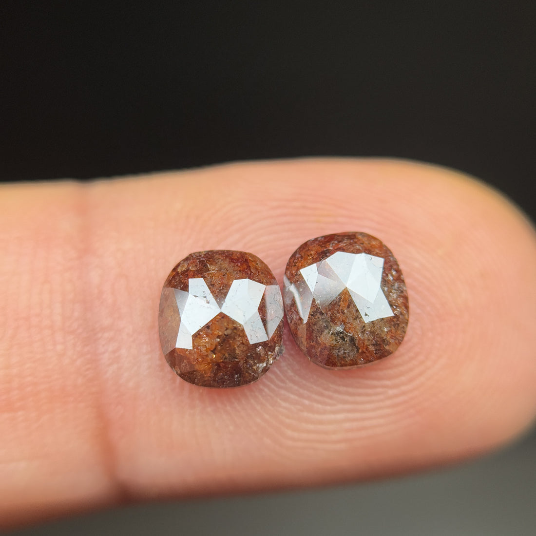 1.81 Ct Oval Rose Cut Red Natural Galaxy Diamond Pair