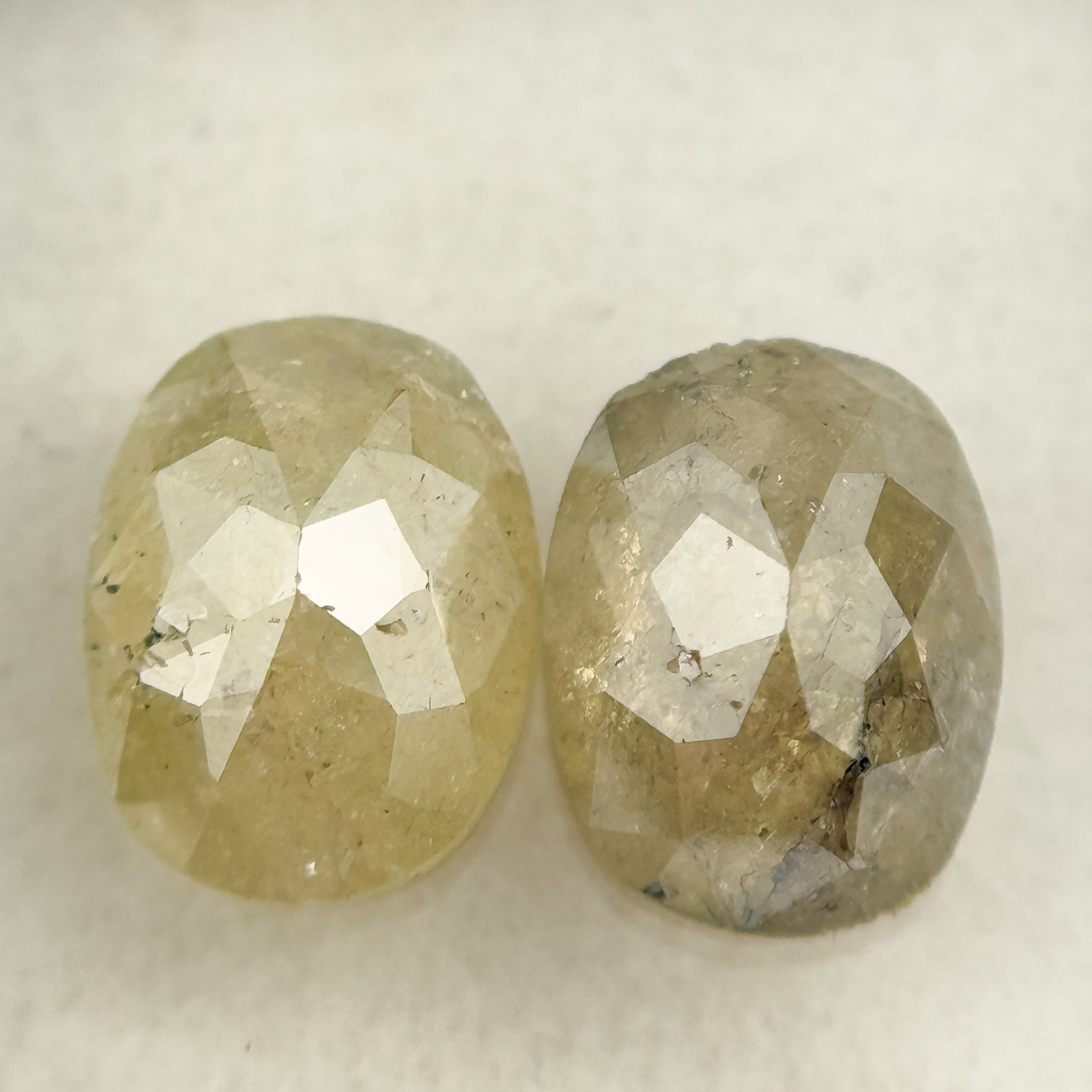 3.01 Ct Oval Rose Cut Yellow Natural inspired Diamond Pair