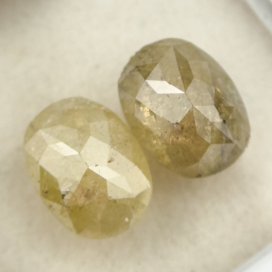 3.01 Ct Oval Rose Cut Yellow Natural inspired Diamond Pair