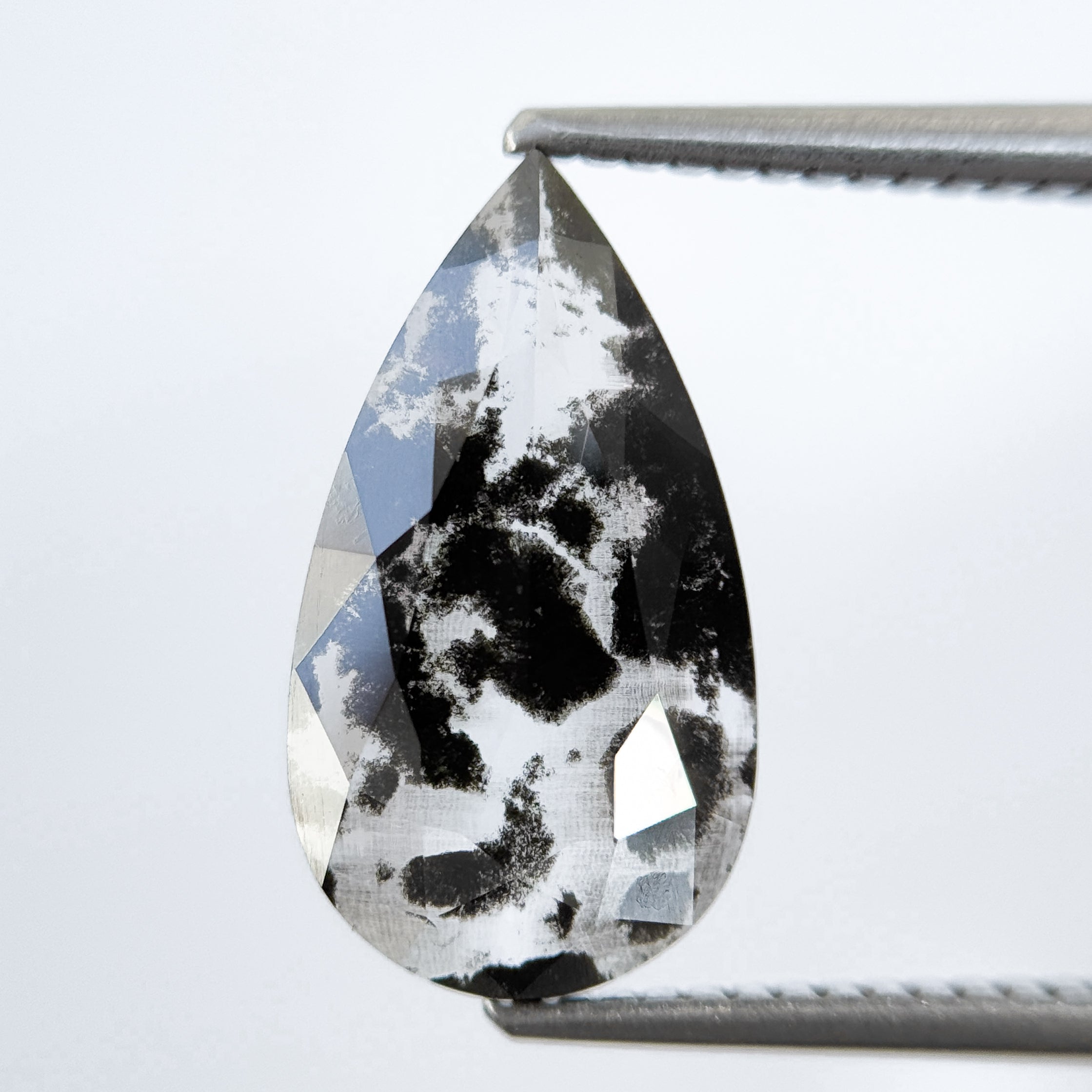 2.71 Ct Pear Rose Cut Grey Natural Salt and Pepper Diamond