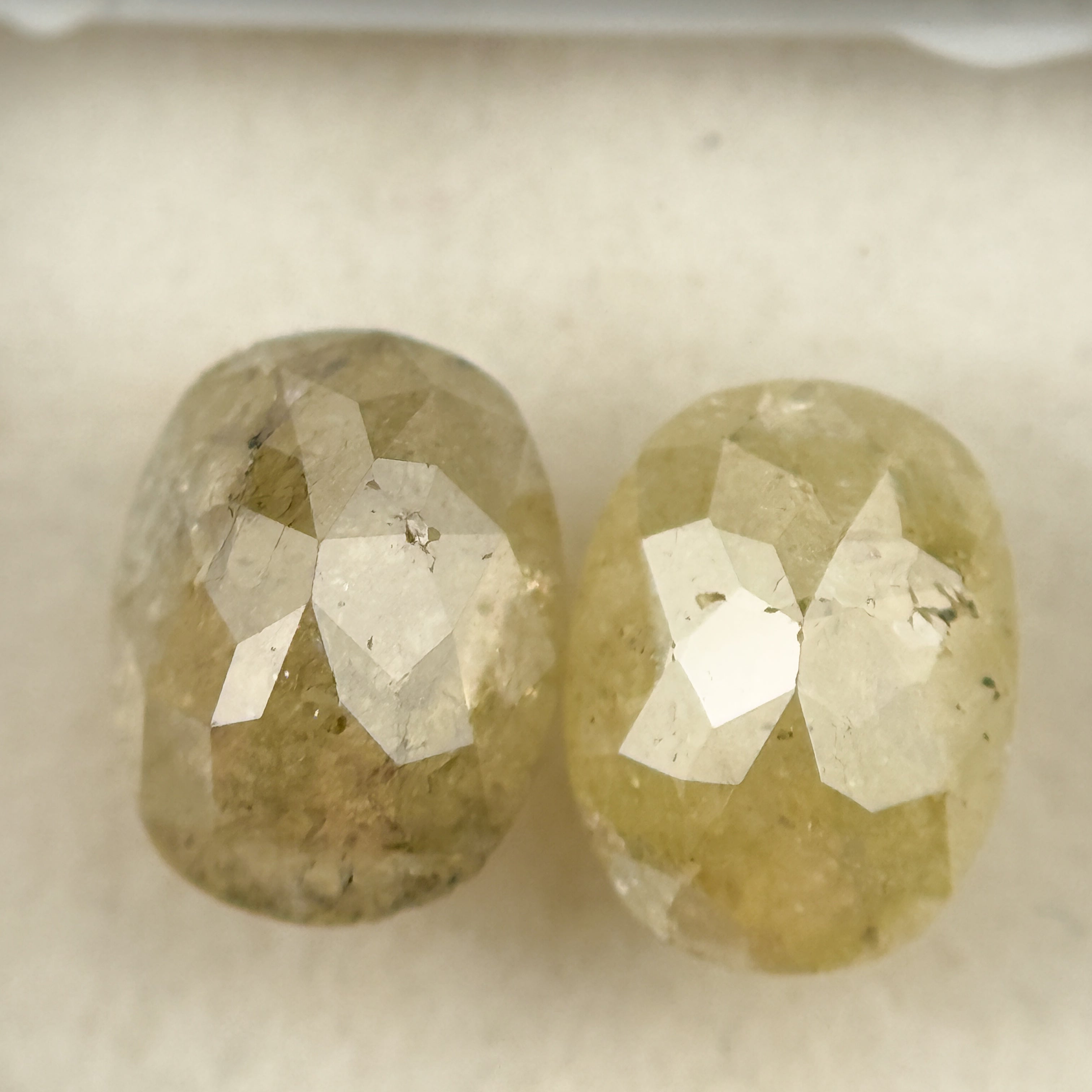 3.01 Ct Oval Rose Cut Yellow Natural inspired Diamond Pair