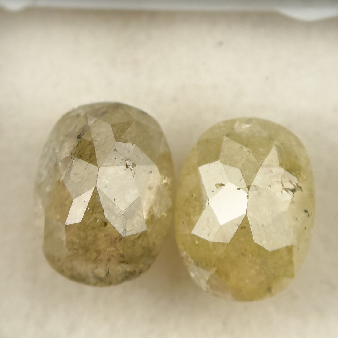 3.01 Ct Oval Rose Cut Yellow Natural inspired Diamond Pair