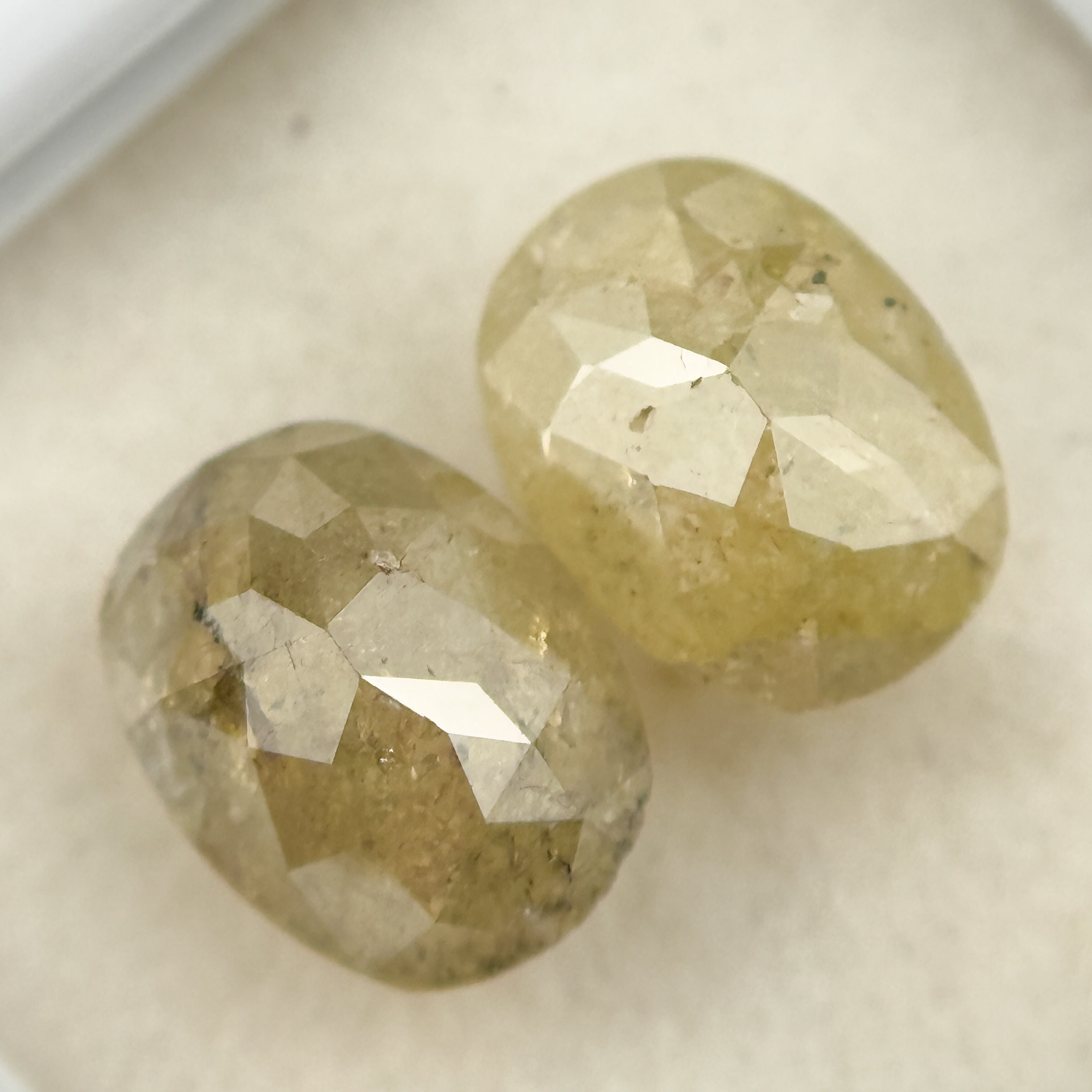 3.01 Ct Oval Rose Cut Yellow Natural inspired Diamond Pair
