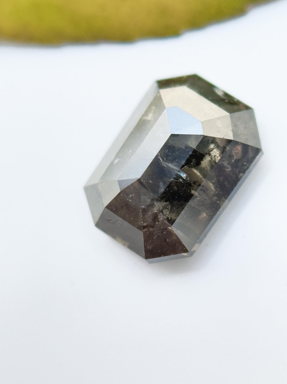 0.97 Ct Emerald Rose Cut Grey Natural Salt and Pepper Diamond