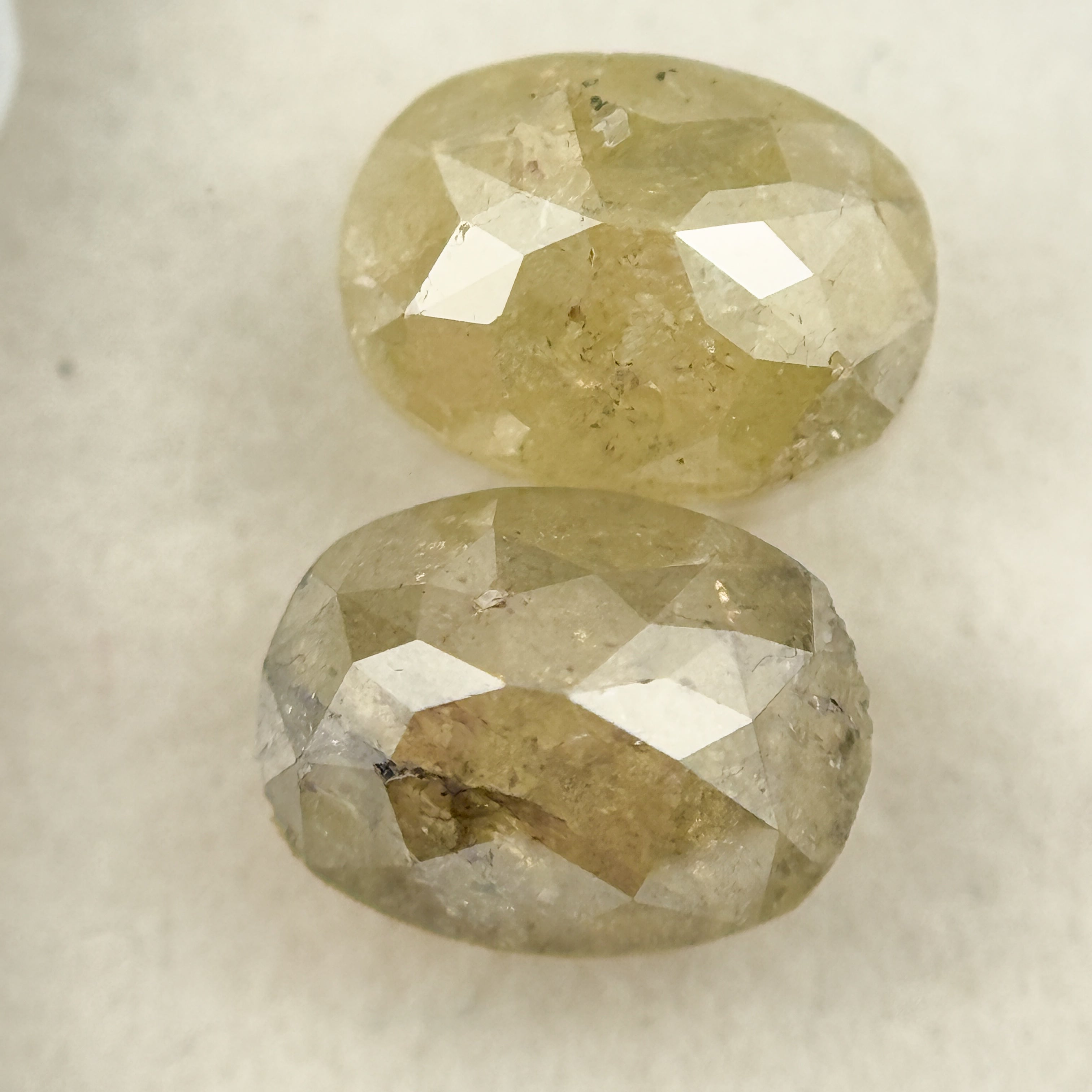 3.01 Ct Oval Rose Cut Yellow Natural inspired Diamond Pair