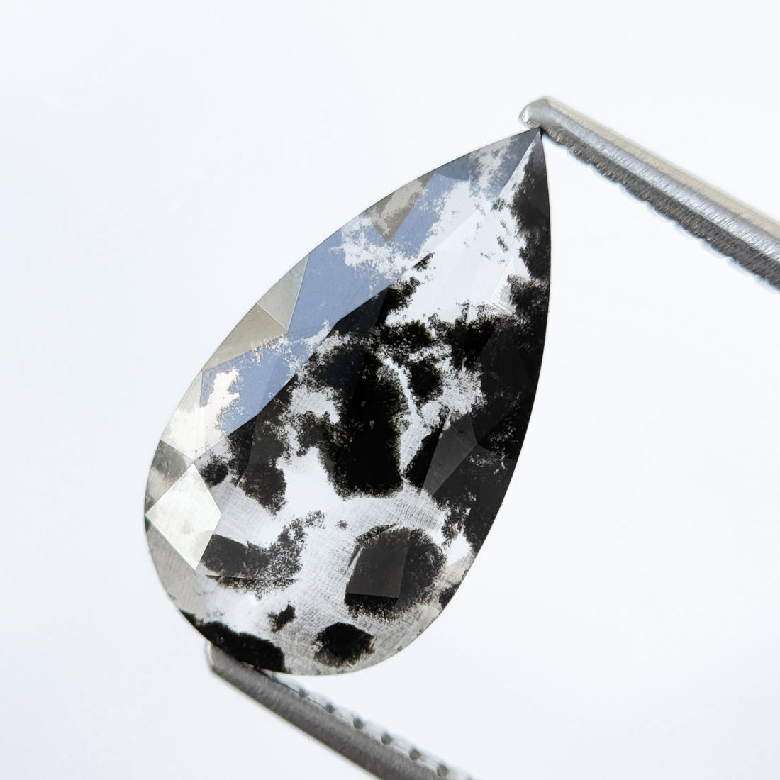 2.71 Ct Pear Rose Cut Grey Natural Salt and Pepper Diamond
