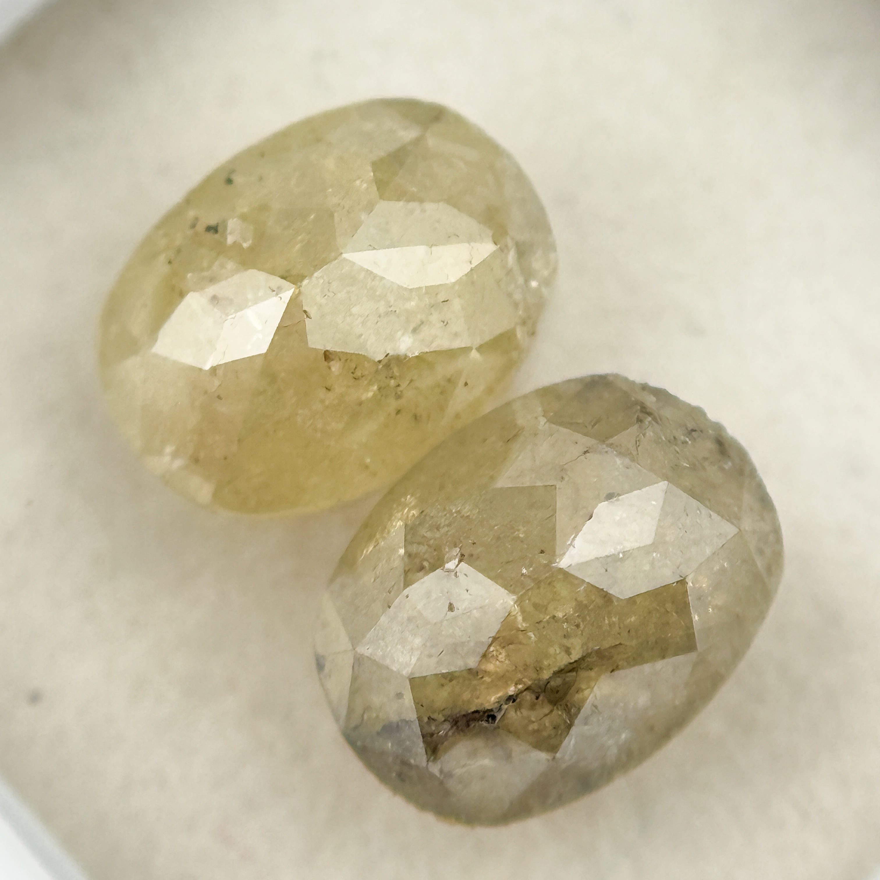 3.01 Ct Oval Rose Cut Yellow Natural inspired Diamond Pair